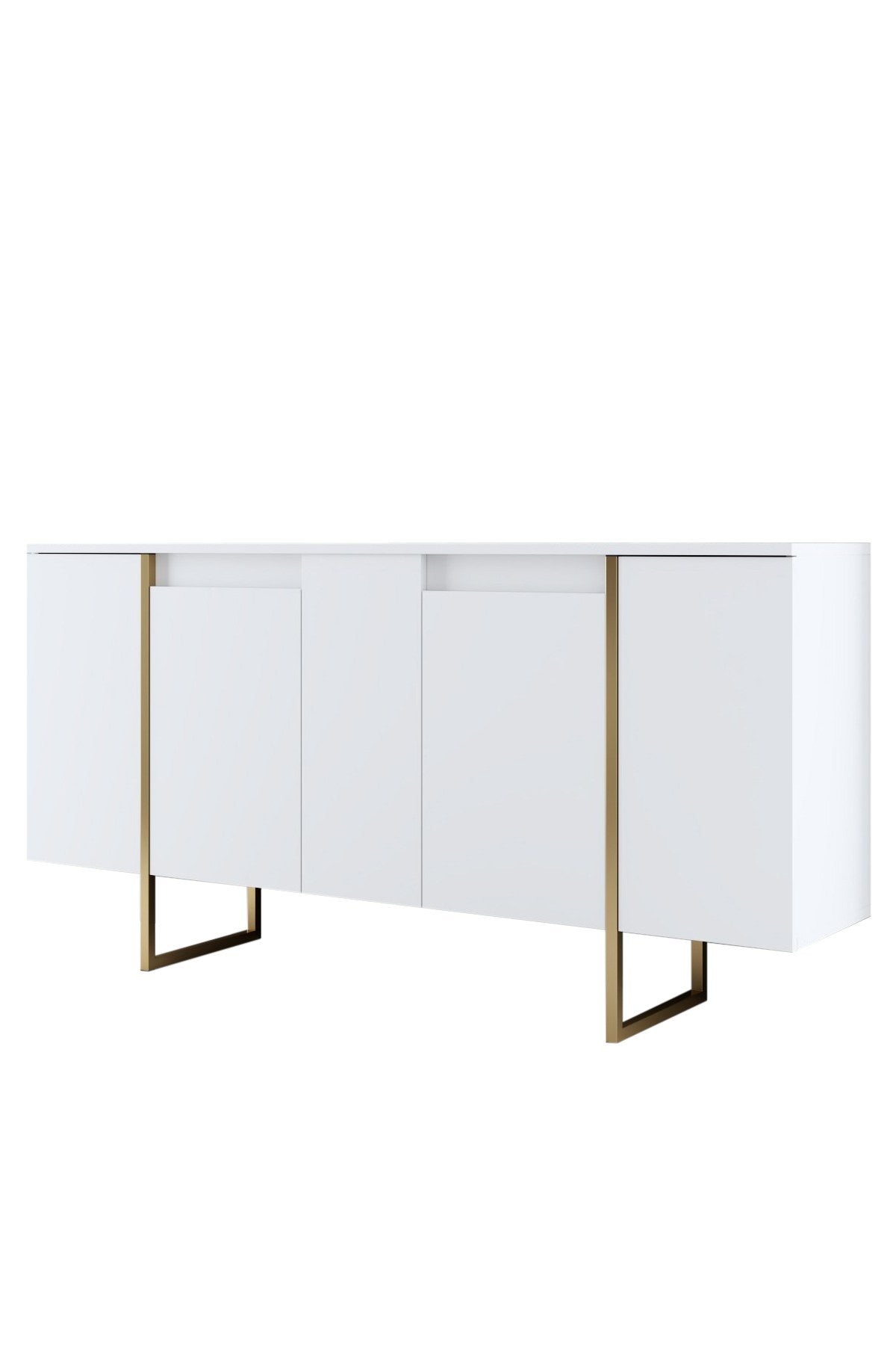 Modern Dressoir Wit Luxe 160x80x35 - Gouden Frame