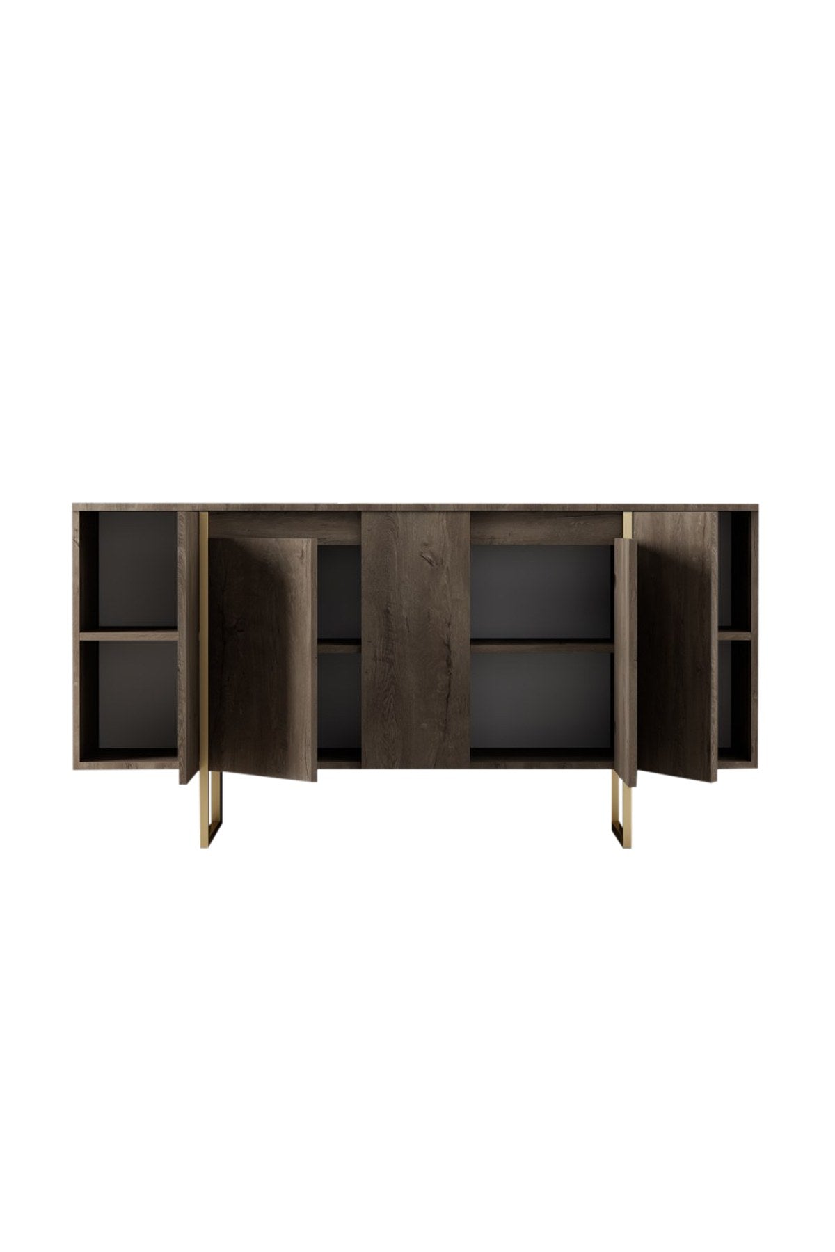 Modern Dressoir Walnoot Luxe 160x80x35 - Gouden Frame