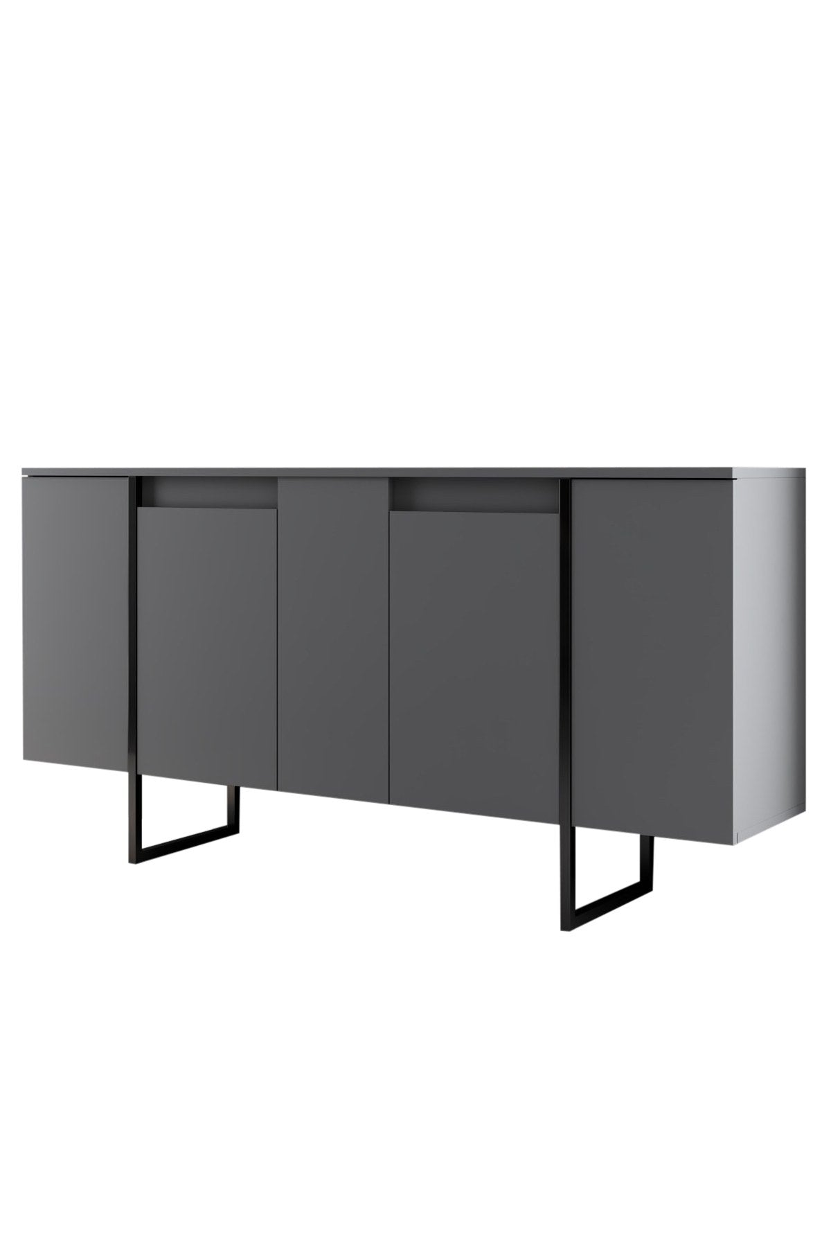Meubelset Antraciet Luxe - Salontafel + TV Meubel + Dressoir - Zwart Frame