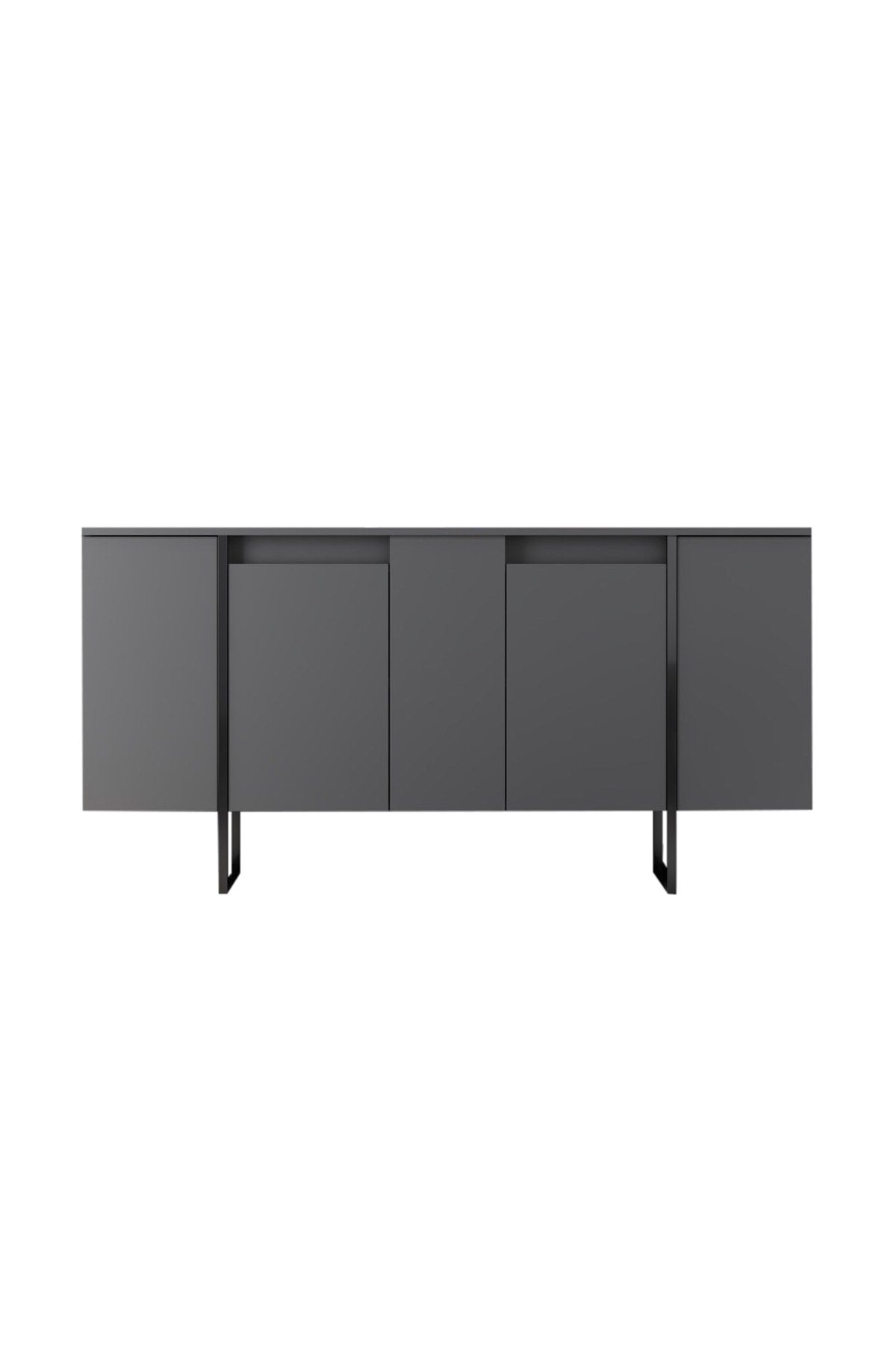 Meubelset Antraciet Luxe - Salontafel + TV Meubel + Dressoir - Zwart Frame