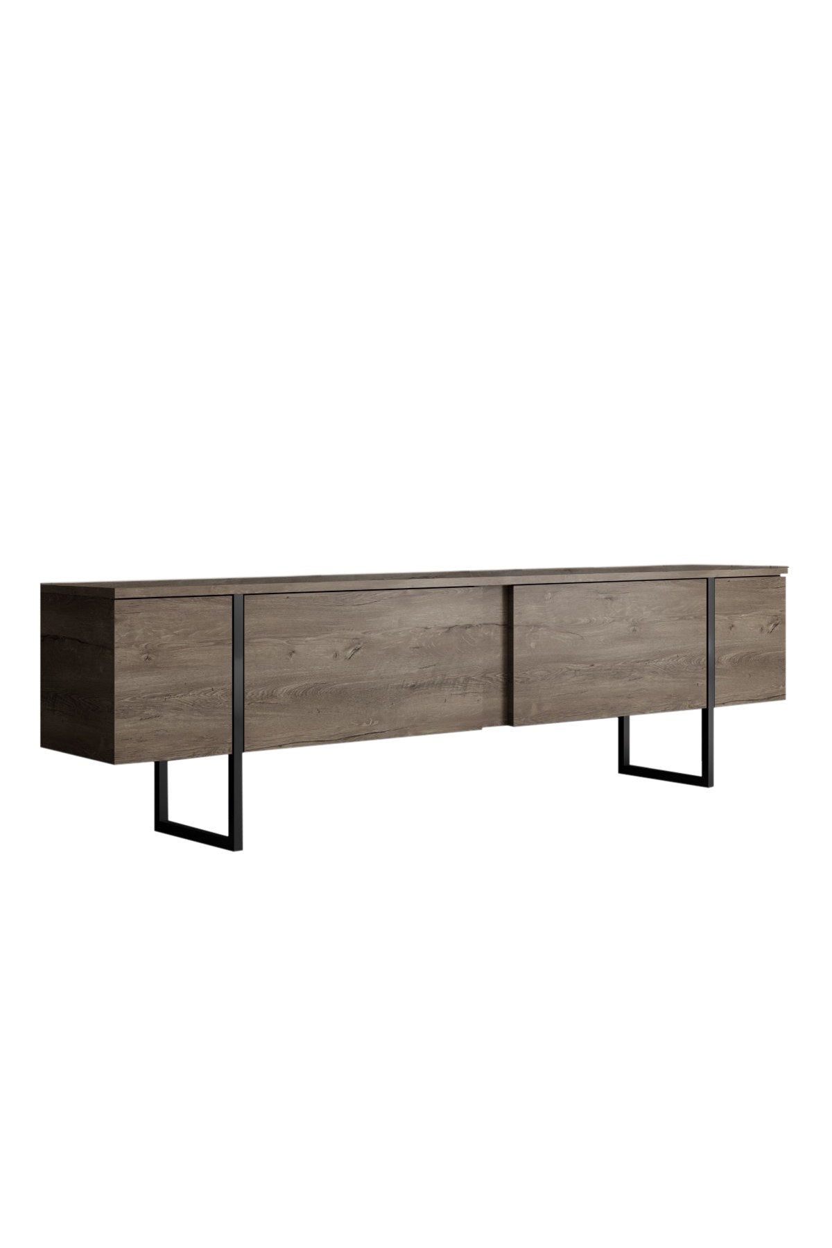 Meubelset Walnoot Luxe - Salontafel + TV Meubel + Dressoir - Zwart Frame