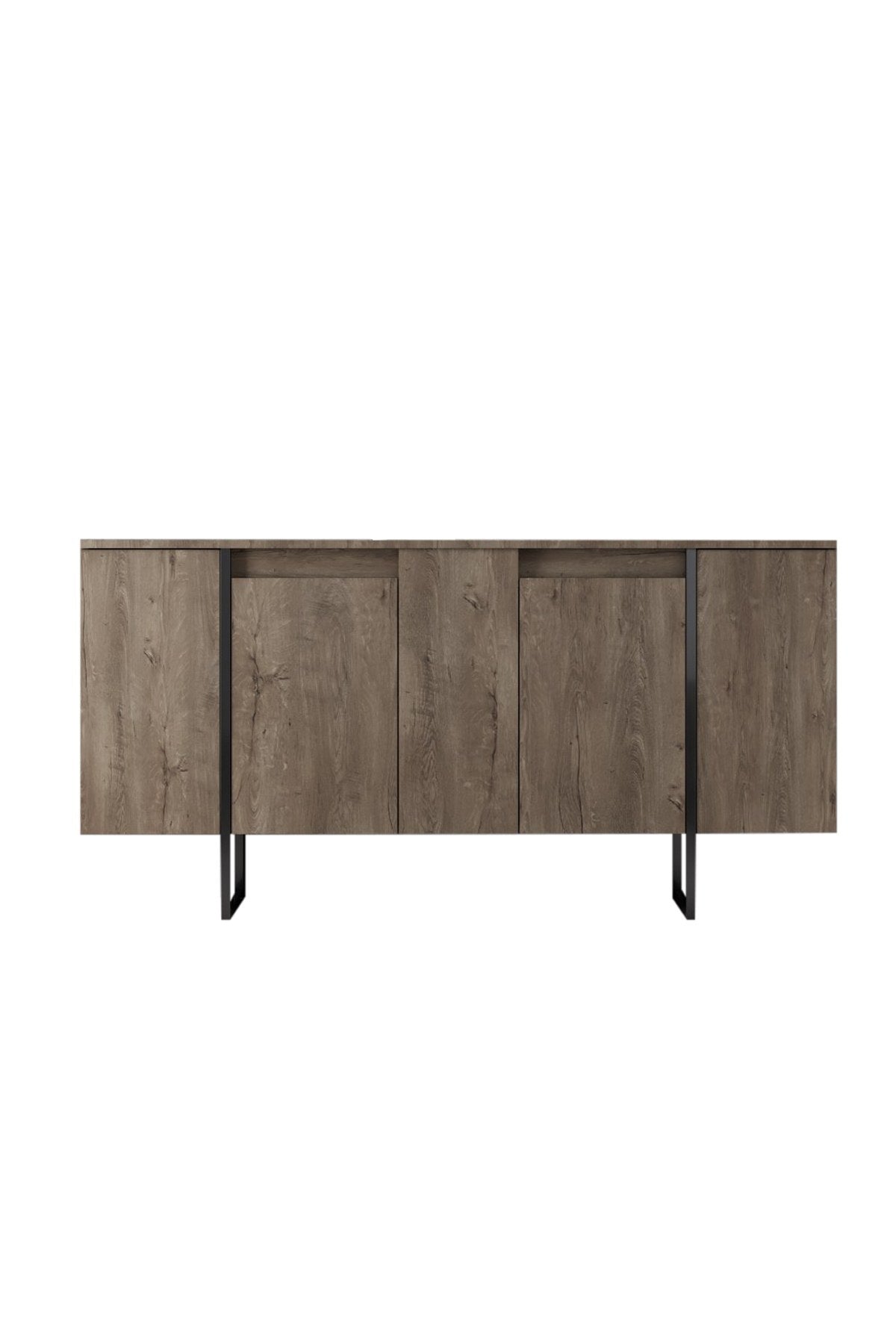Meubelset Walnoot Luxe - Salontafel + TV Meubel + Dressoir - Zwart Frame