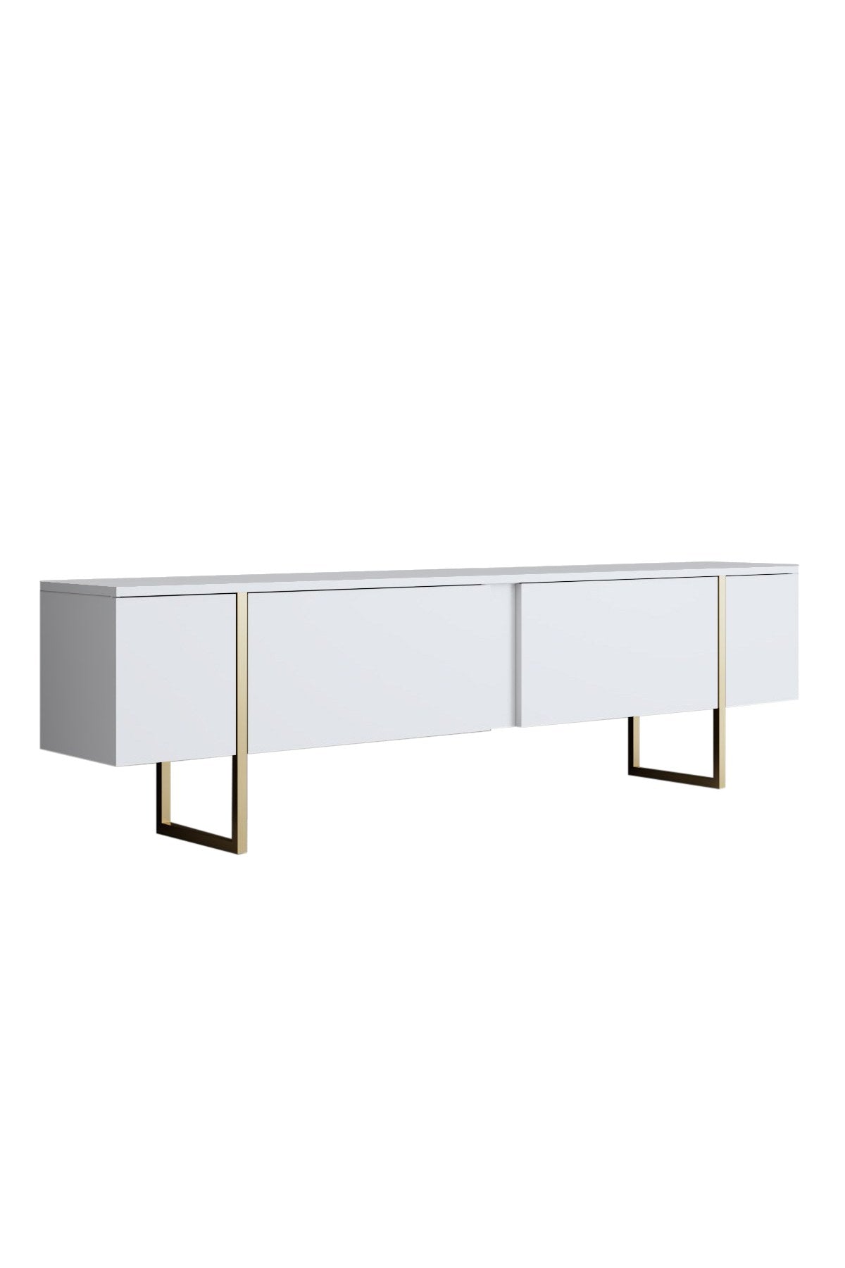 Meubelset Wit Luxe - Salontafel + TV Meubel + Dressoir - Gouden Frame