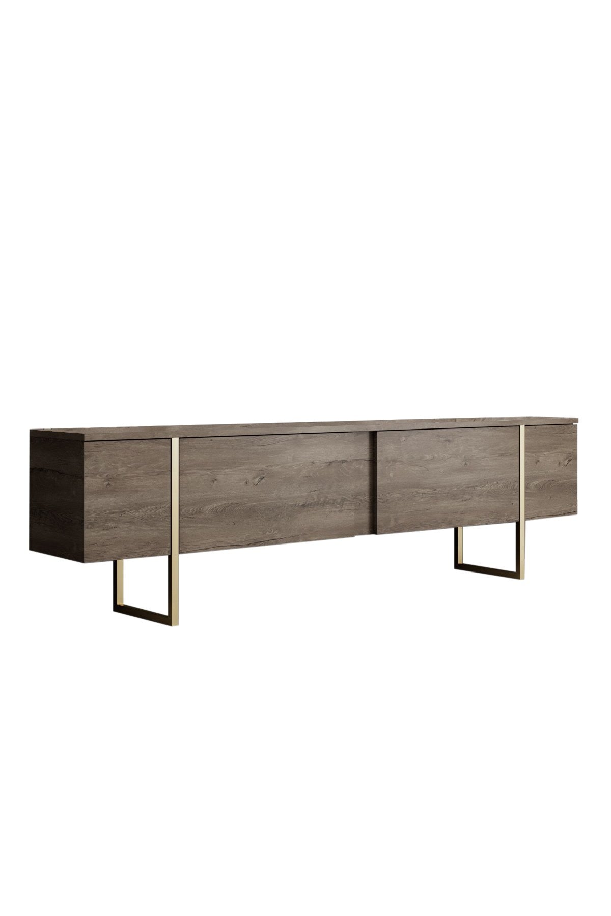 Meubelset Walnoot Luxe - Salontafel + TV Meubel + Dressoir - Gouden Frame