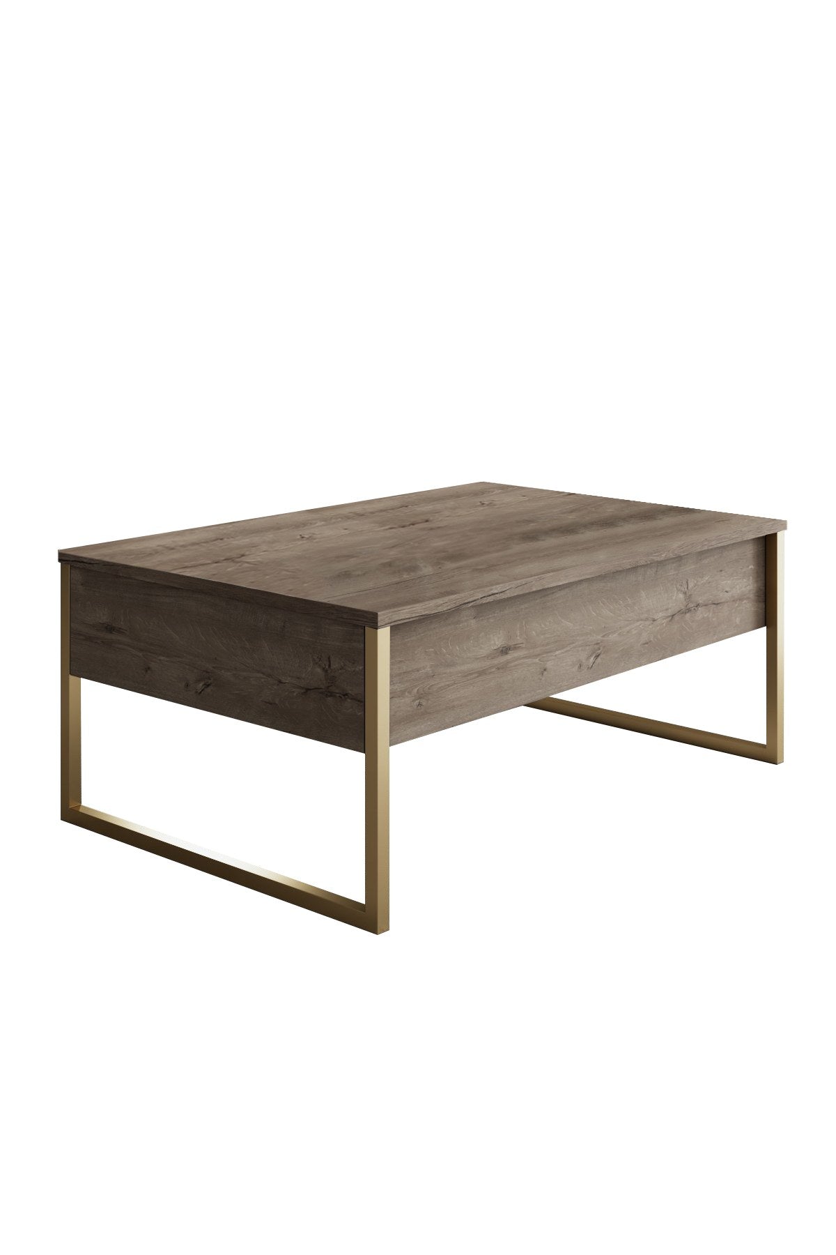 Meubelset Walnoot Luxe - Salontafel + TV Meubel + Dressoir - Gouden Frame