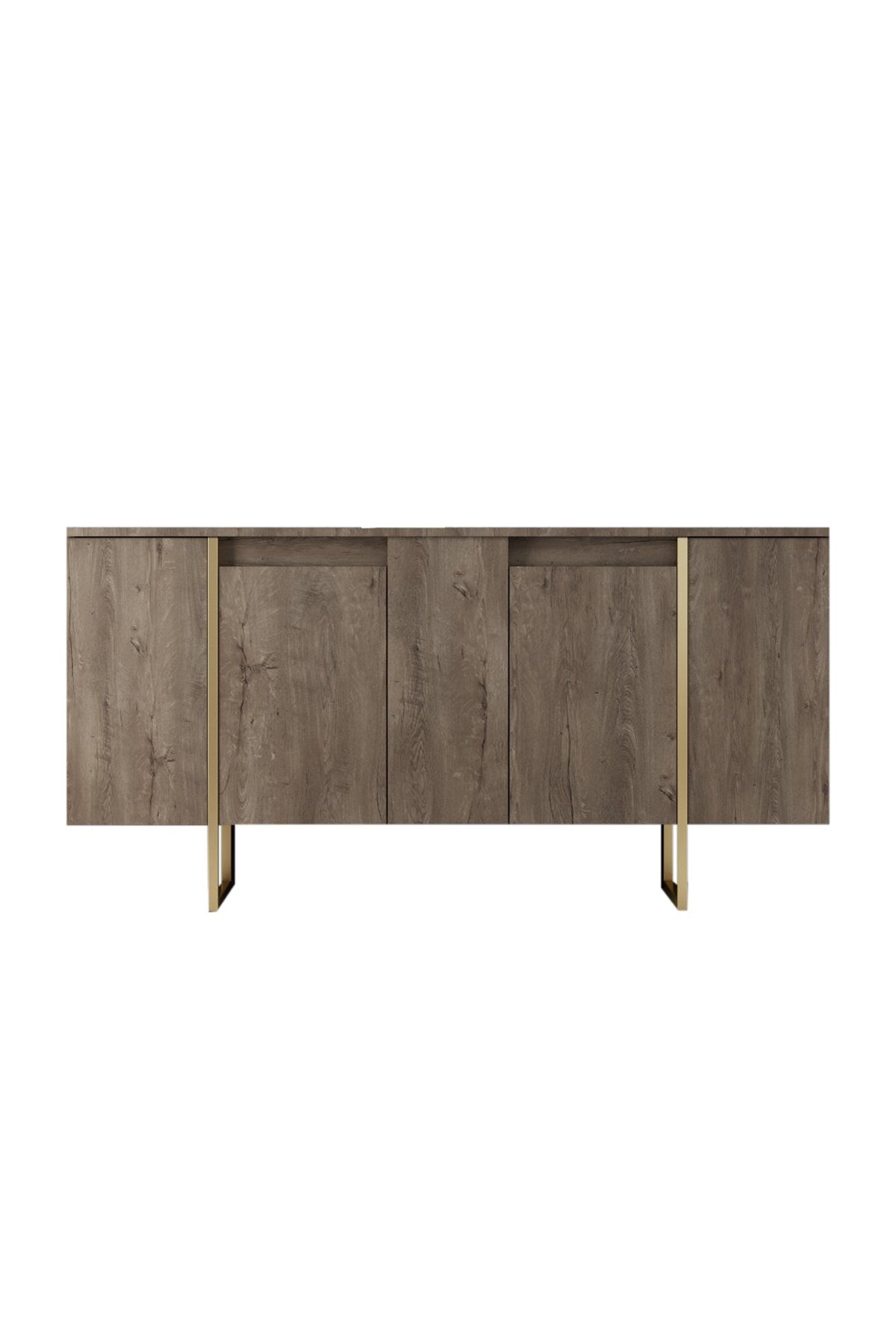 Meubelsets - Meubelset Walnoot Luxe - Salontafel + TV Meubel + Dressoir - Gouden Frame - Dimehouse