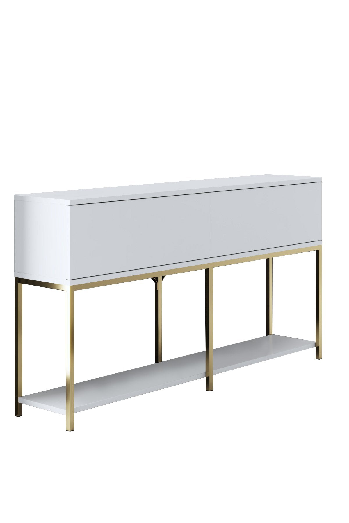 Modern Dressoir Wit Lord 150x30x80 - Gouden Frame - Twee Vakken