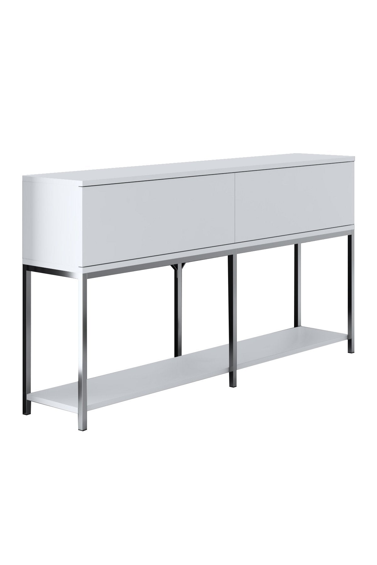 Meubelset Wit Lord - Salontafel + TV Meubel + Dressoir - Zilver Frame