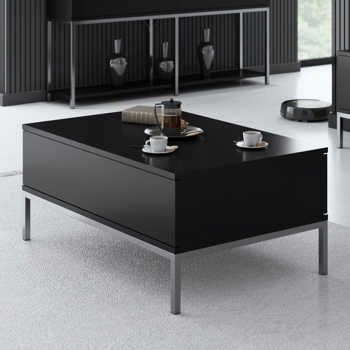 Rechthoekige Salontafel Zwart Lord 90x60 - Zilver Frame