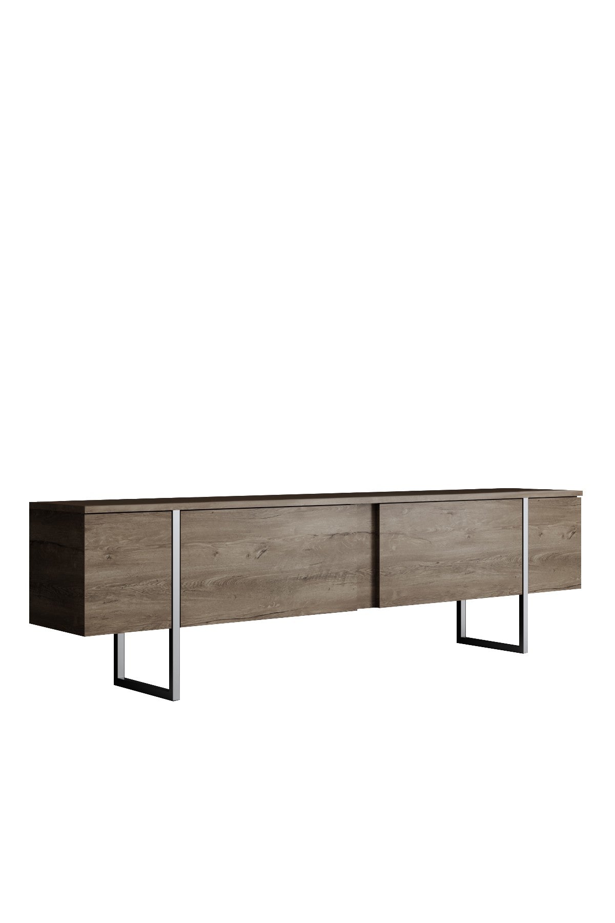 Meubelset Walnoot Luxe - Salontafel + TV Meubel + Dressoir - Zilver Frame
