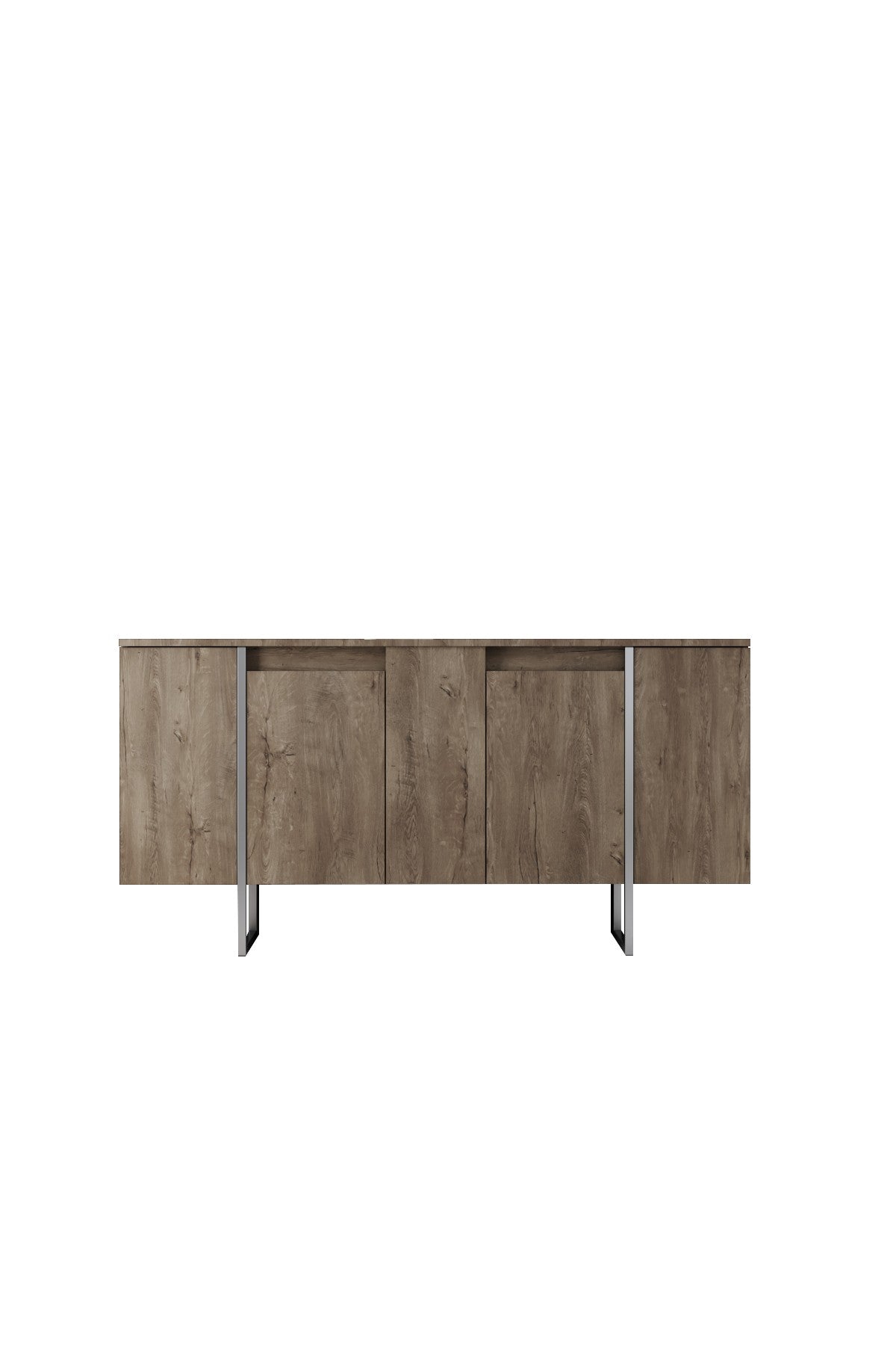 Meubelset Walnoot Luxe - Salontafel + TV Meubel + Dressoir - Zilver Frame