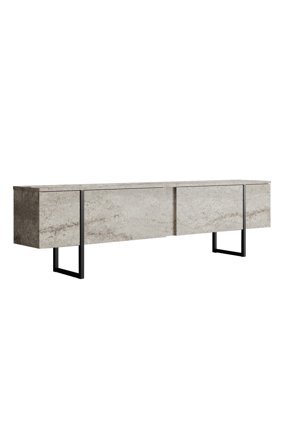 TV Meubels - TV Meubel Travertin Luxe 180x50x30 - Zwart Frame - Dimehouse