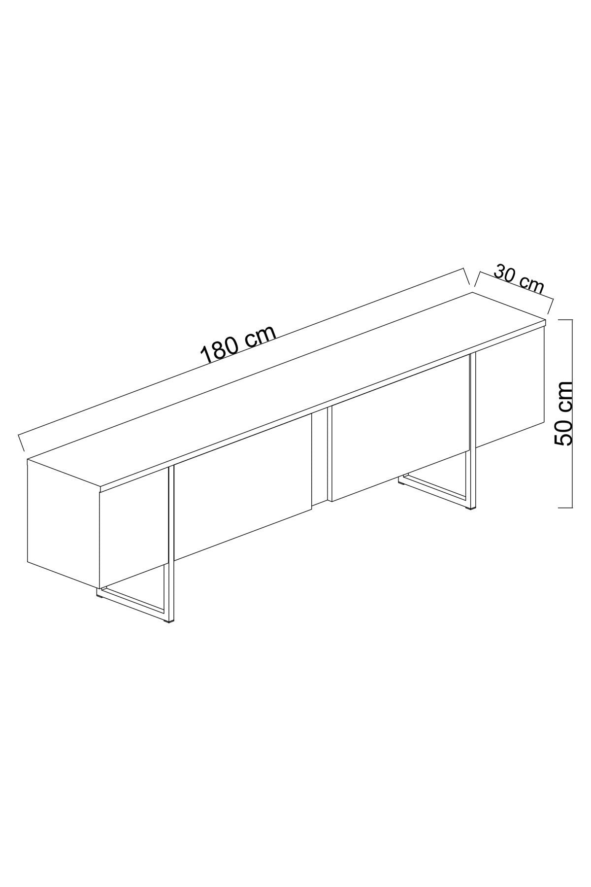 TV Meubels - TV Meubel Travertin Luxe 180x50x30 - Zwart Frame - Dimehouse