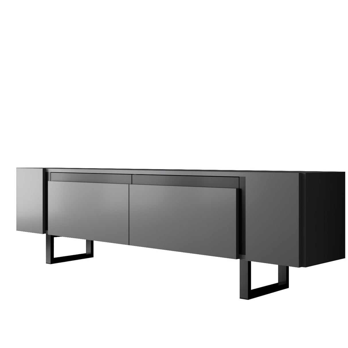TV Meubels - TV Meubel Antraciet Yildiz 180x50x30 - Zwart Frame - Dimehouse