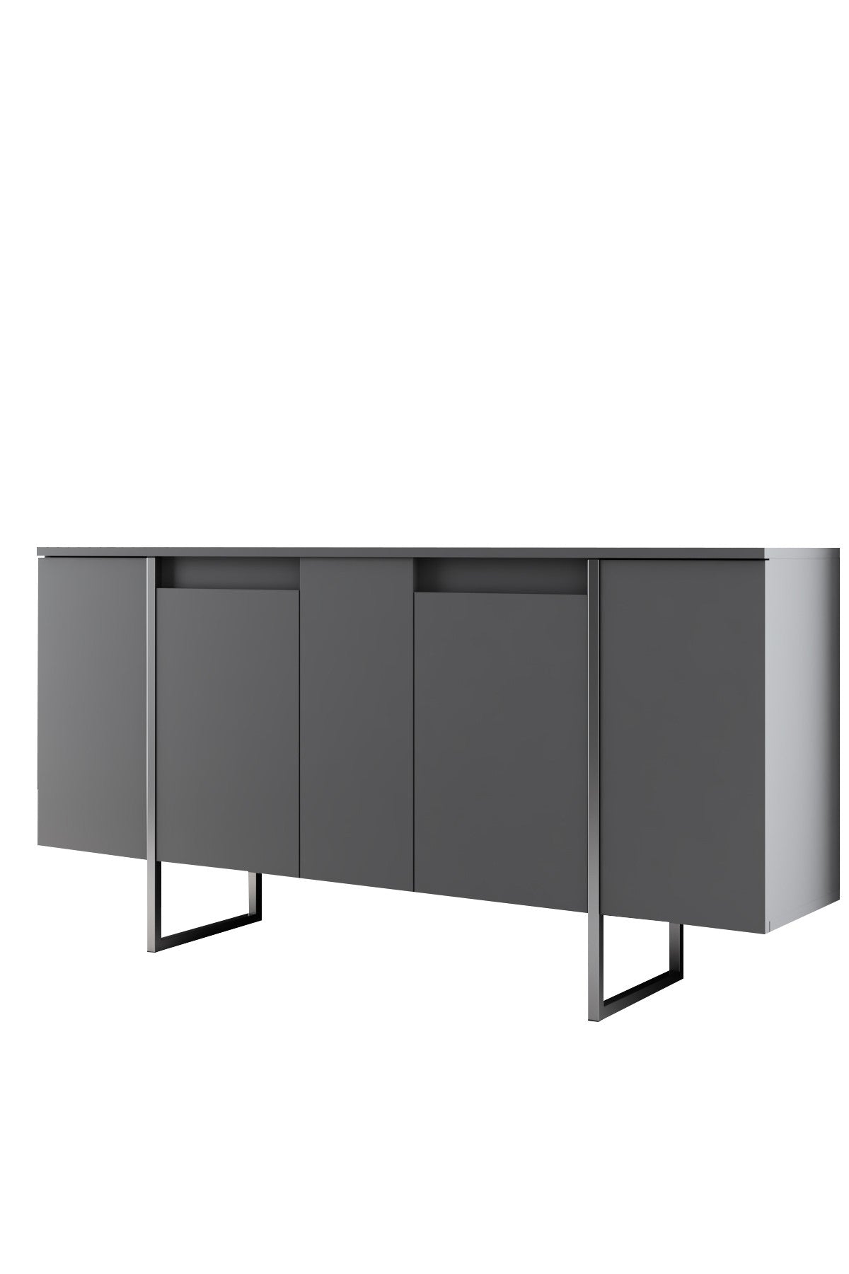 Modern Dressoir Antraciet Luxe 160x80x35 - Zilver Frame