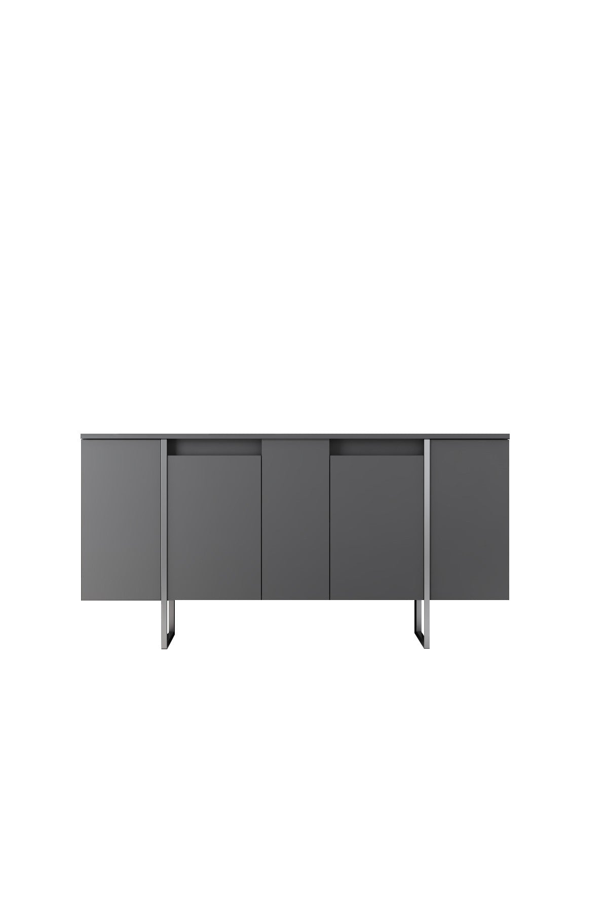 Modern Dressoir Antraciet Luxe 160x80x35 - Zilver Frame