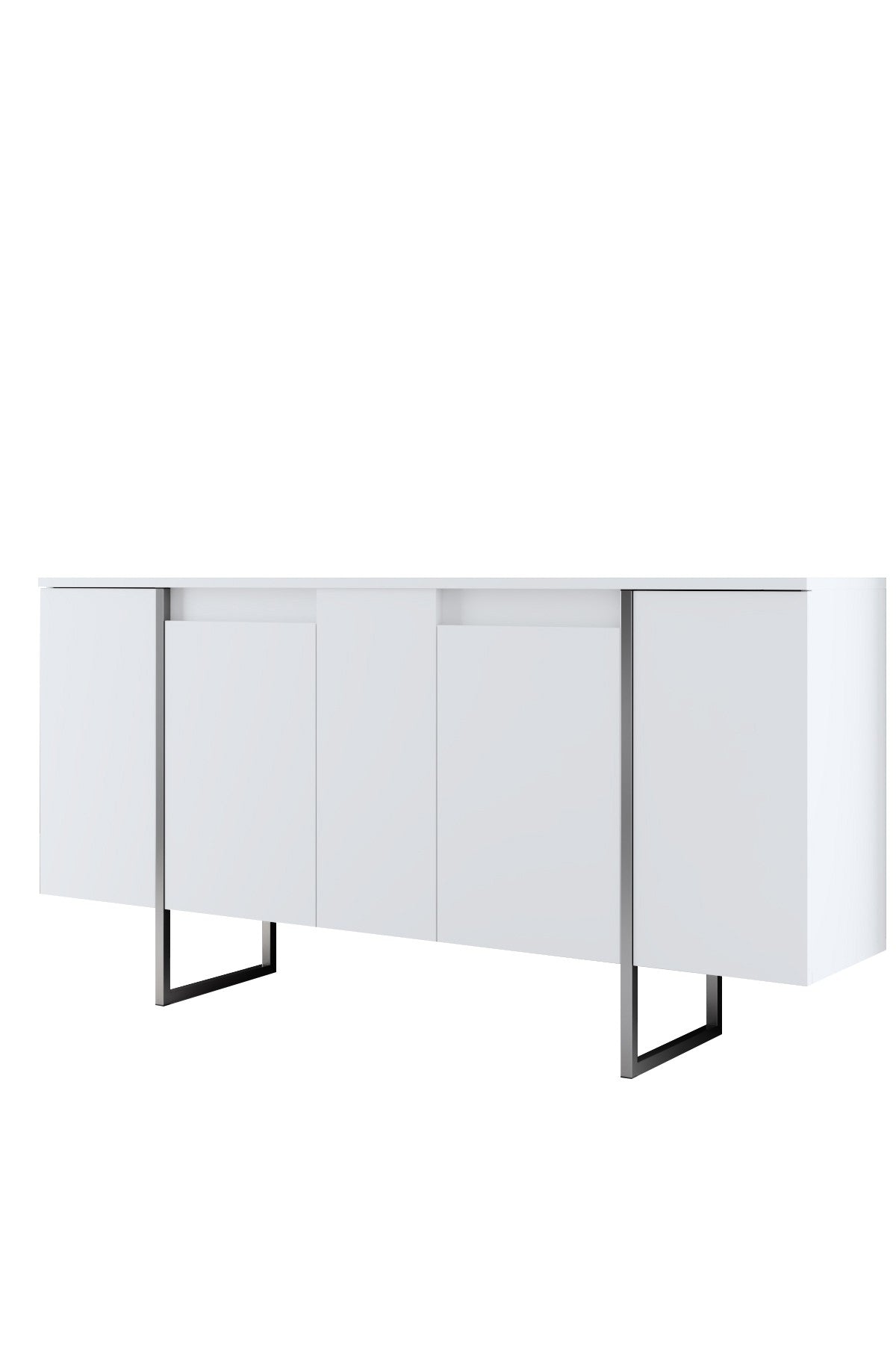 Modern Dressoir Wit Luxe 160x80x35 - Zilver Frame