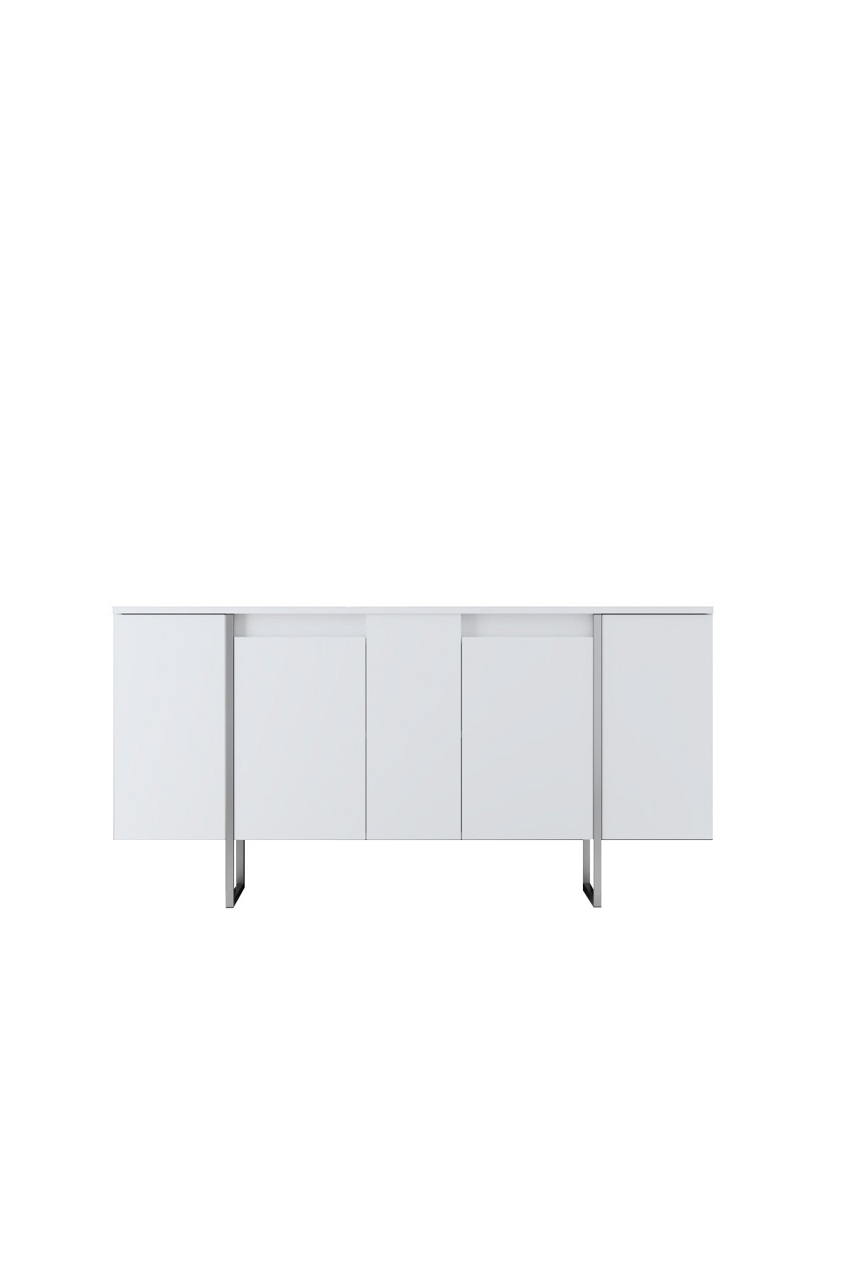 Modern Dressoir Wit Luxe 160x80x35 - Zilver Frame