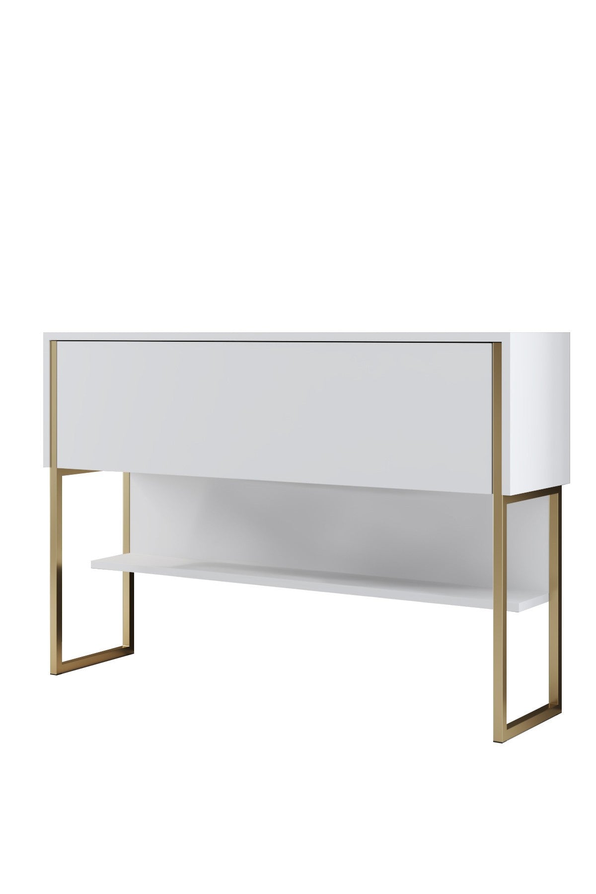 Modern Dressoir Wit Luxe 120x80x30 - Gouden Frame - Eén Vak
