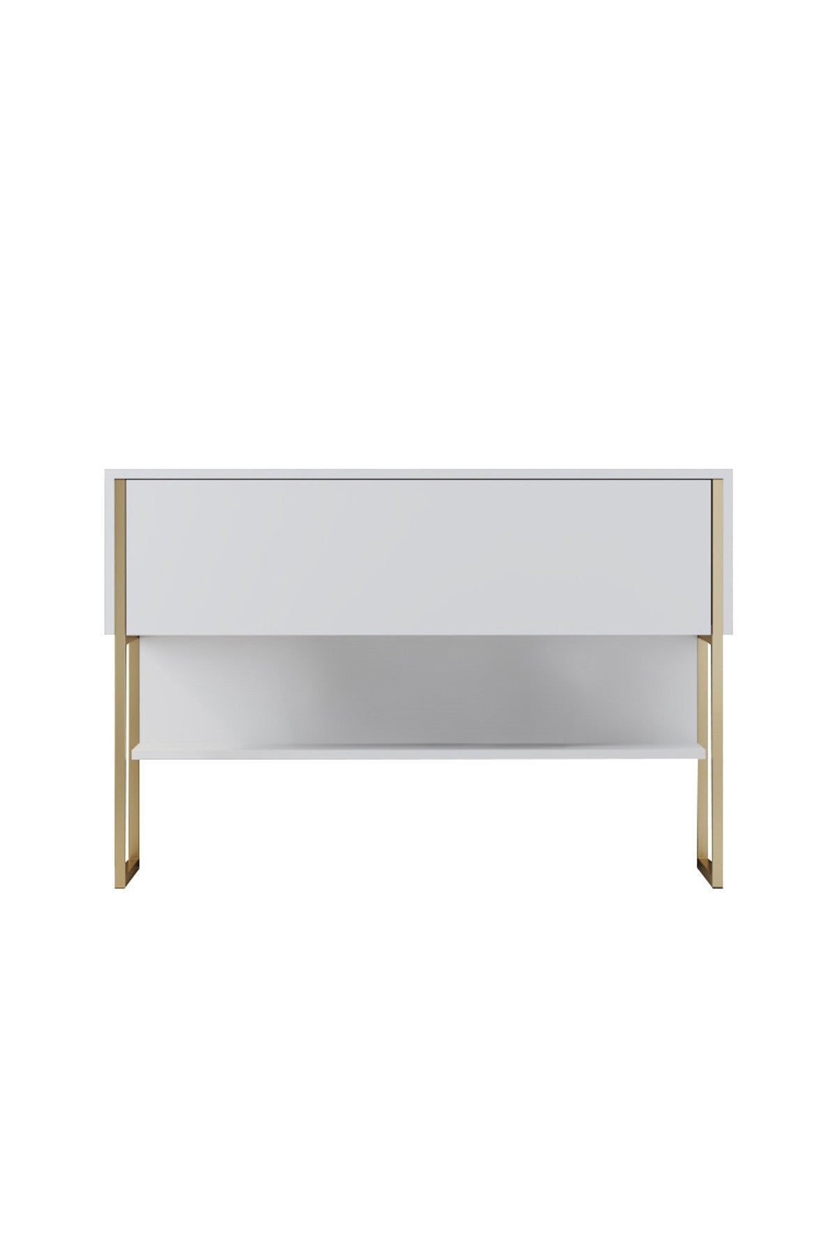 Modern Dressoir Wit Luxe 120x80x30 - Gouden Frame - Eén Vak