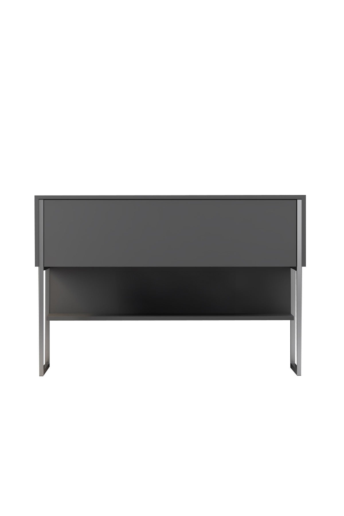 Modern Dressoir Antraciet Luxe 120x80x30 - Zilver Frame - Eén Vak