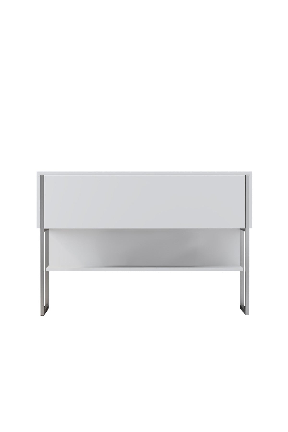 Modern Dressoir Wit Luxe 120x80x30 - Zilver Frame - Eén Vak