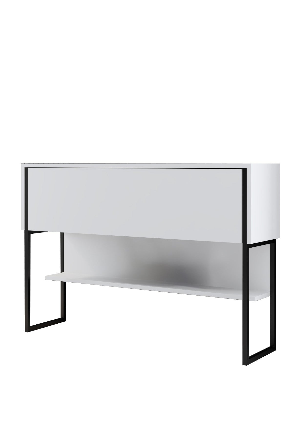 Modern Dressoir Wit Luxe 120x80x30 - Zwart Frame - Eén Vak