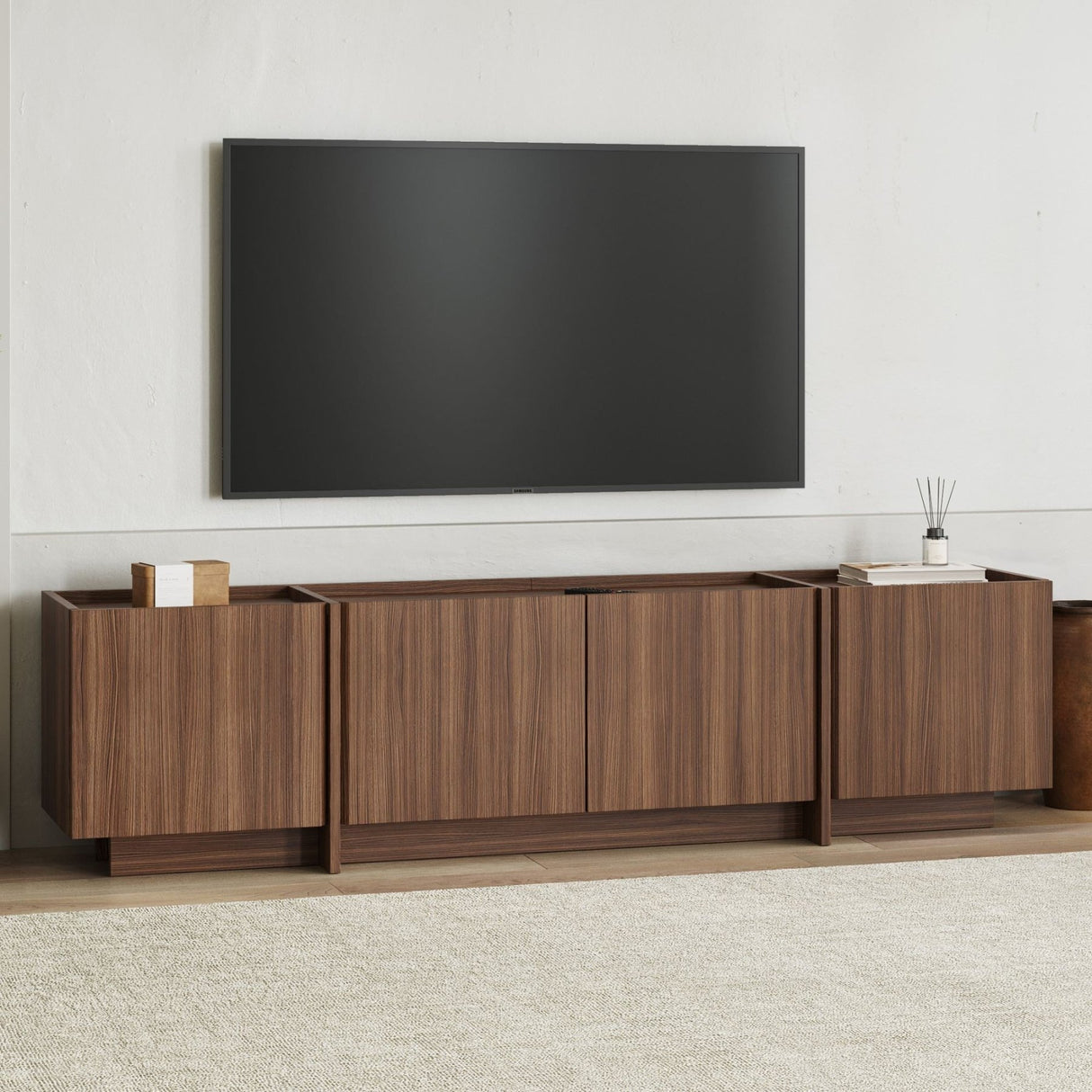 Lowen tv-meubel in Milano walnoot 180 cm Melamine gecoat houtcomposiet