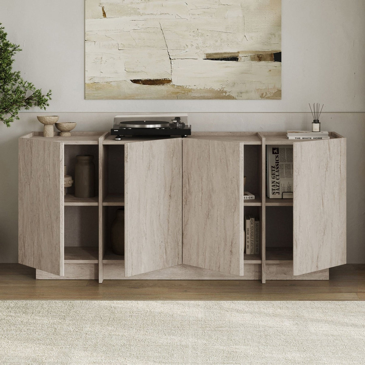 Dorma consoletafel travertinlook 180 cm Gemelamineerd hout