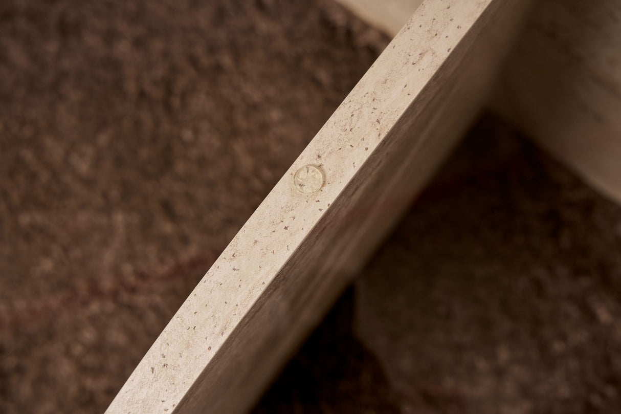 Salontafel Aris Rond 75 cm Glas - Travertijn Onderstel