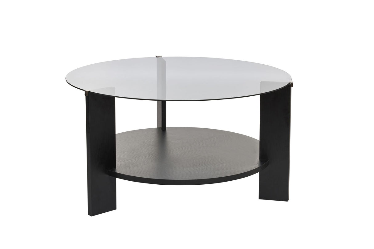 Ronde salontafel Cairo zwart melamine rookglas Ø75 cm
