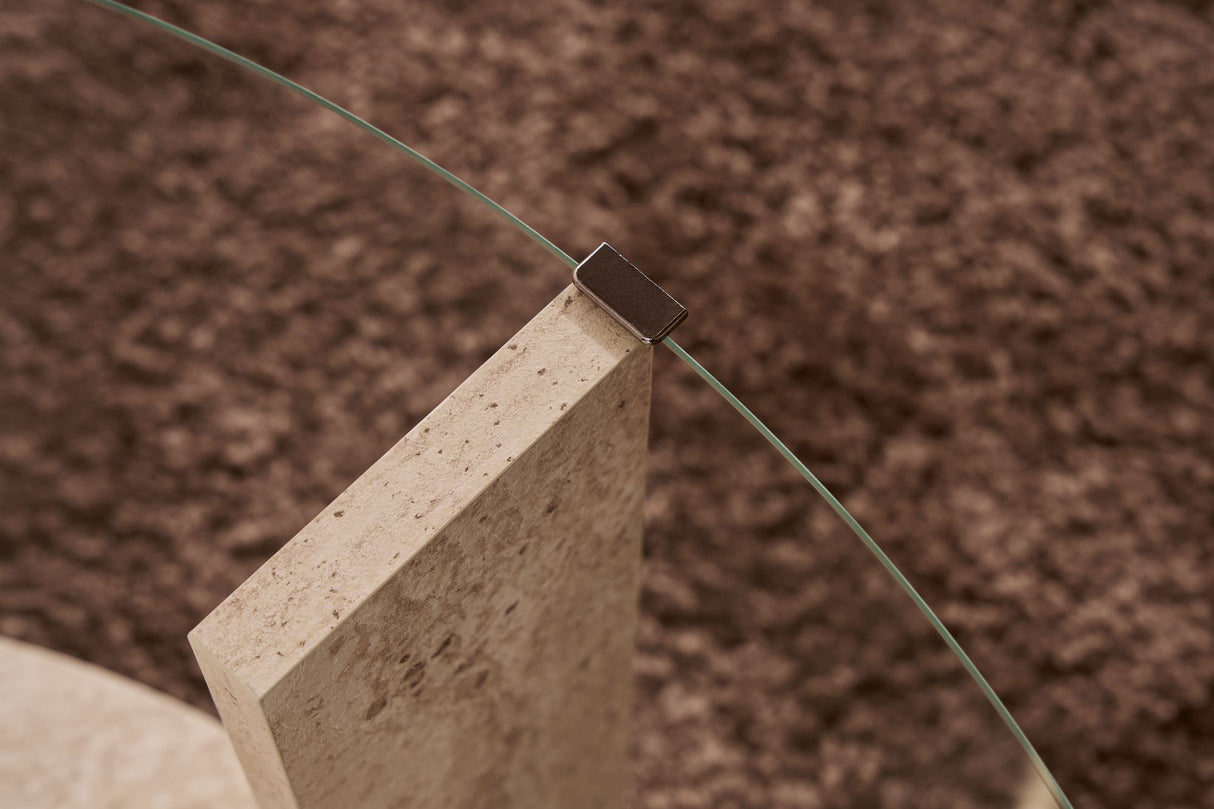 Cairo Salontafel Rond Ø75 cm Travertine - Glas 75x75x40 cm