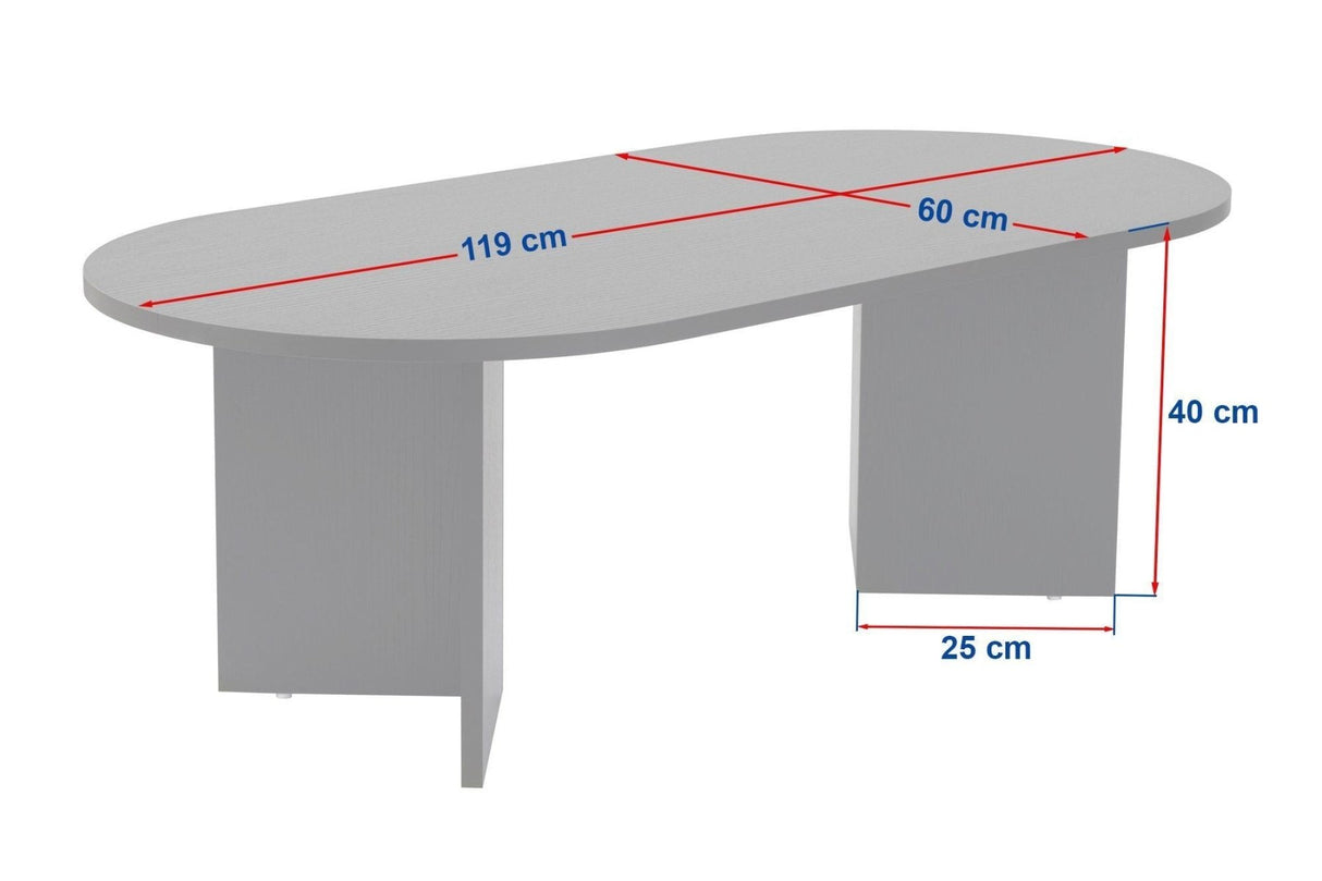 Salontafel eiken melamine boogvorm Sable 119x60 cm