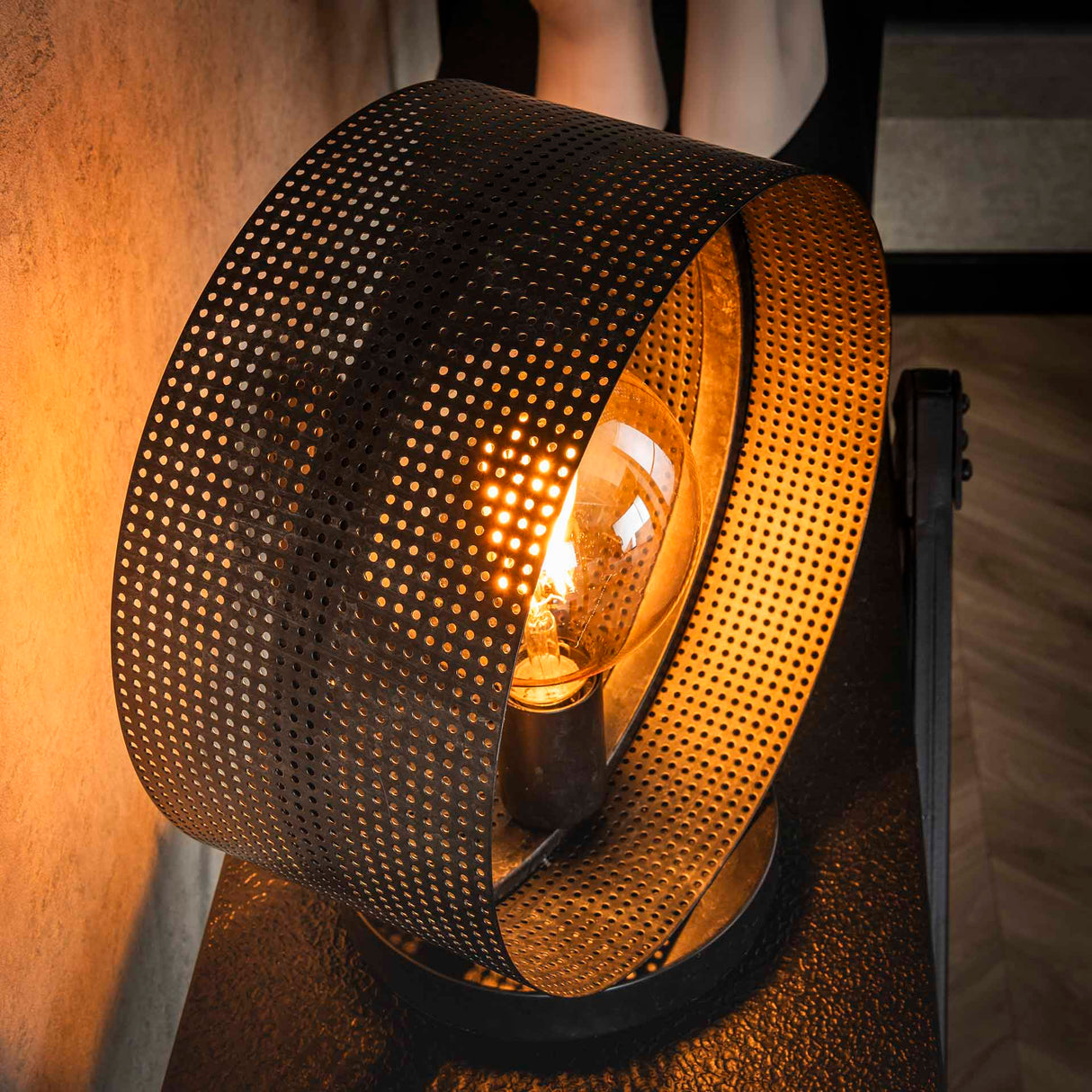 Tafellamp Fons 1-lichts rond metaal zwart