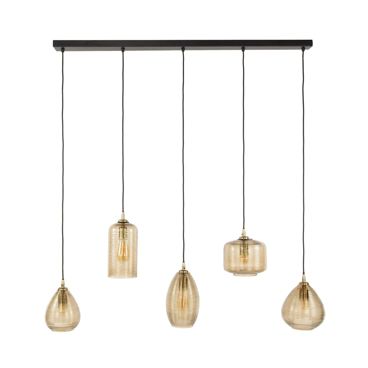 Hanglamp Axis 5-lichts rookglas bruin horizontaal