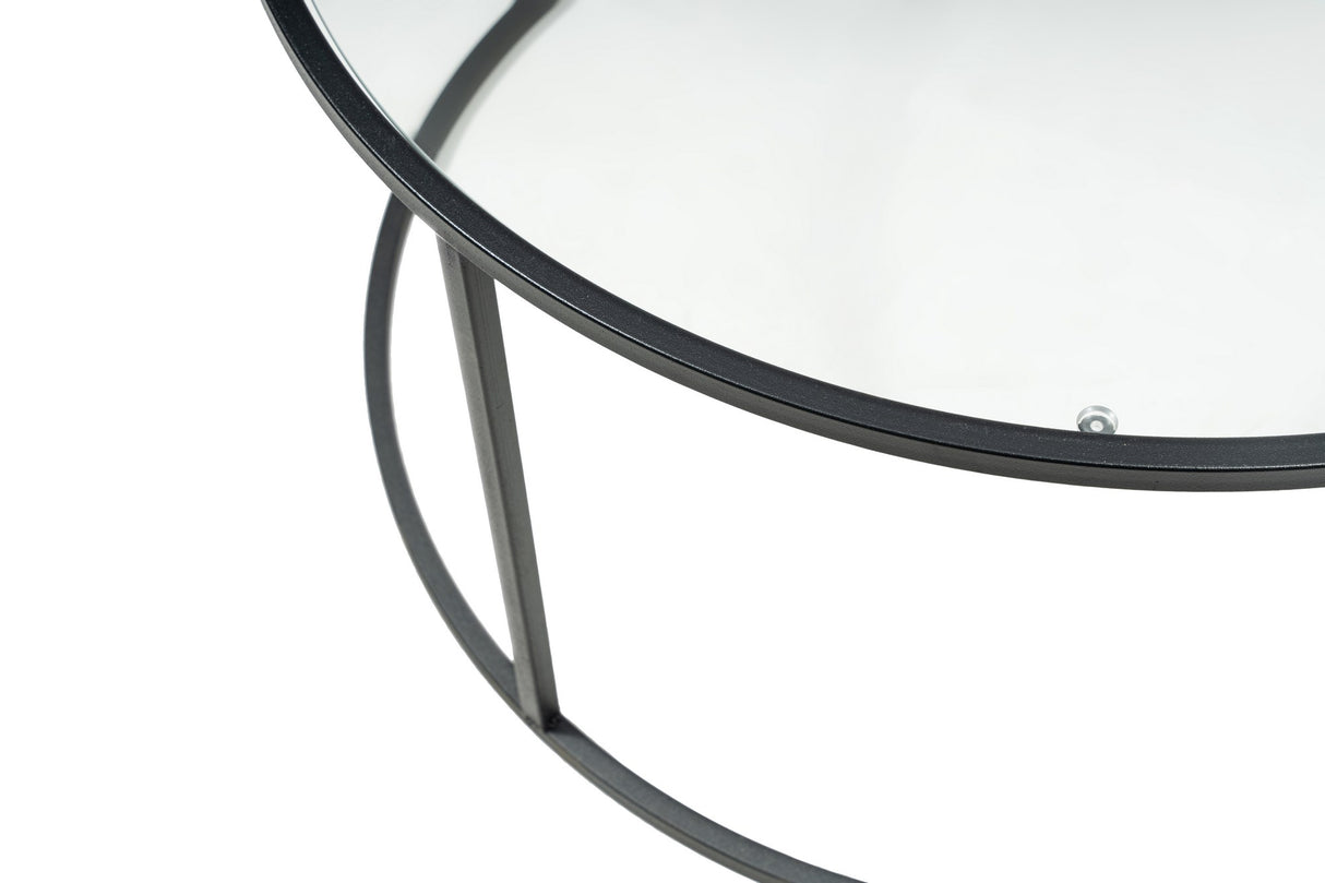 Salontafel Glas Rond 80 cm Barlin - Zwart Frame