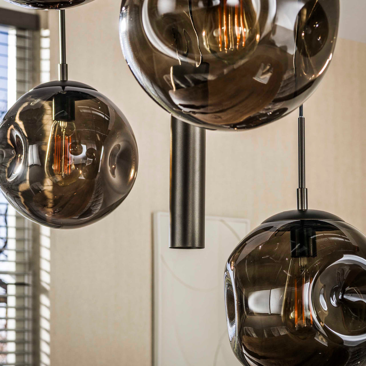 Hanglamp Stellar in sienna bruin met 9 lichtpunten