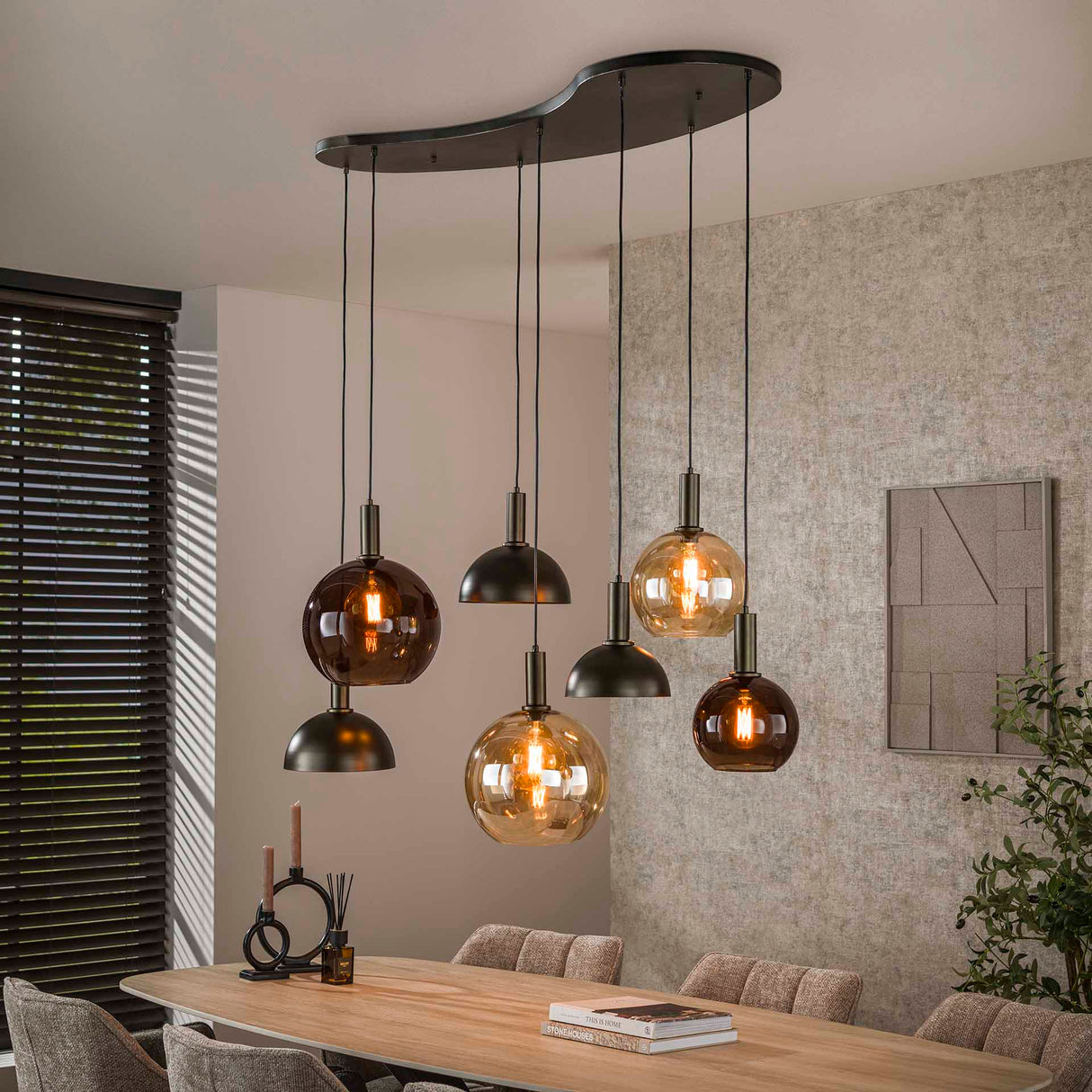 Cluster Hanglamp Sienna 7-lichts Bruin