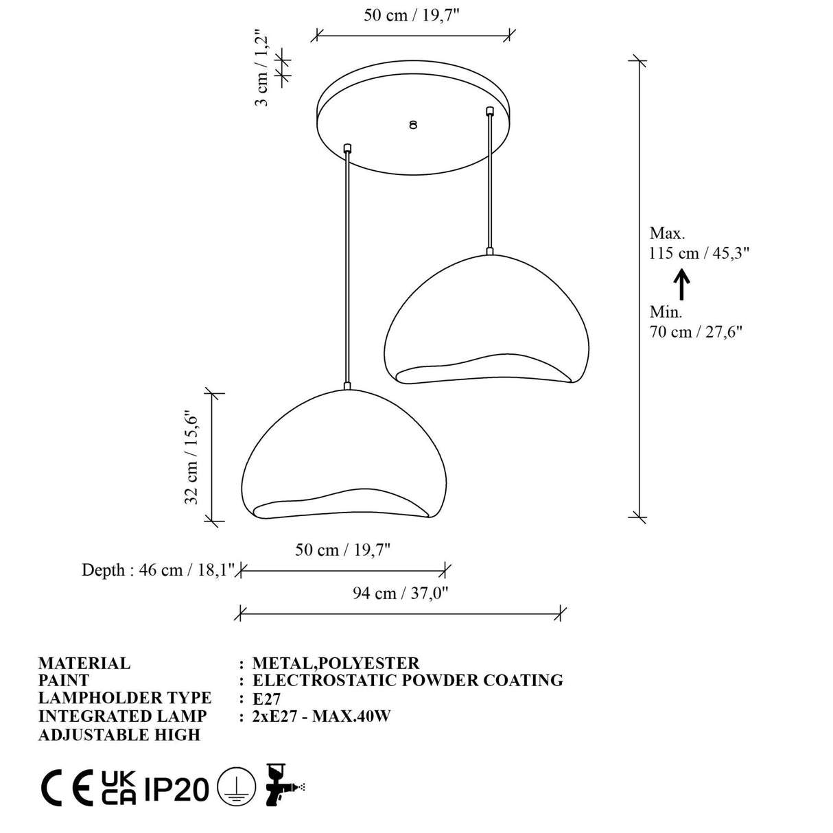 LORA-50-50-T-LUNA White Fiberglass Cap