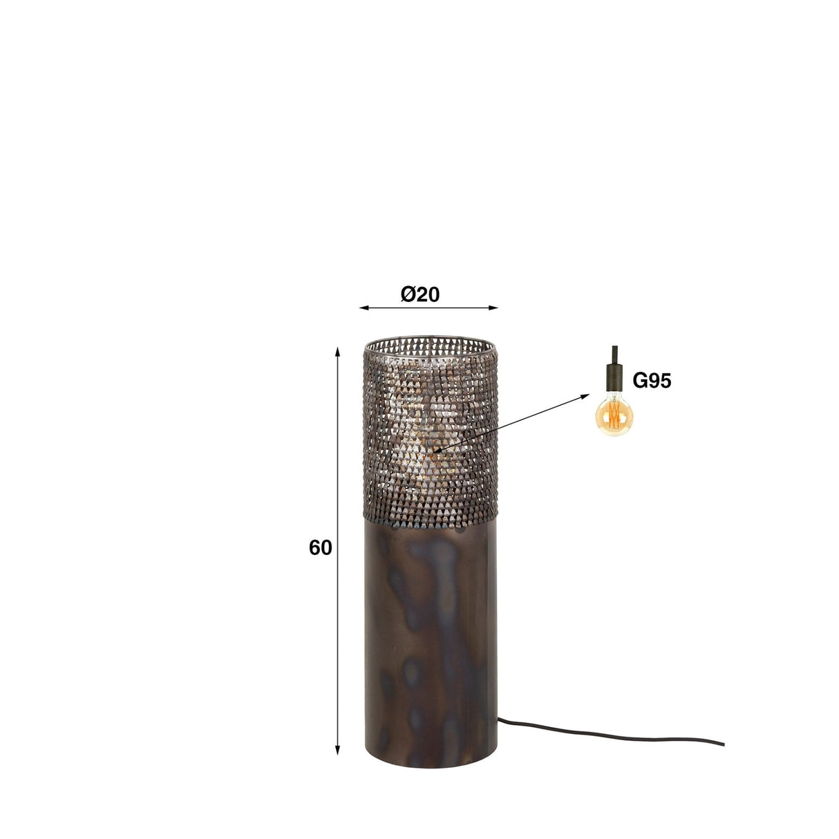Vloerlamp cilinder Brick 60 cm zwart bruin