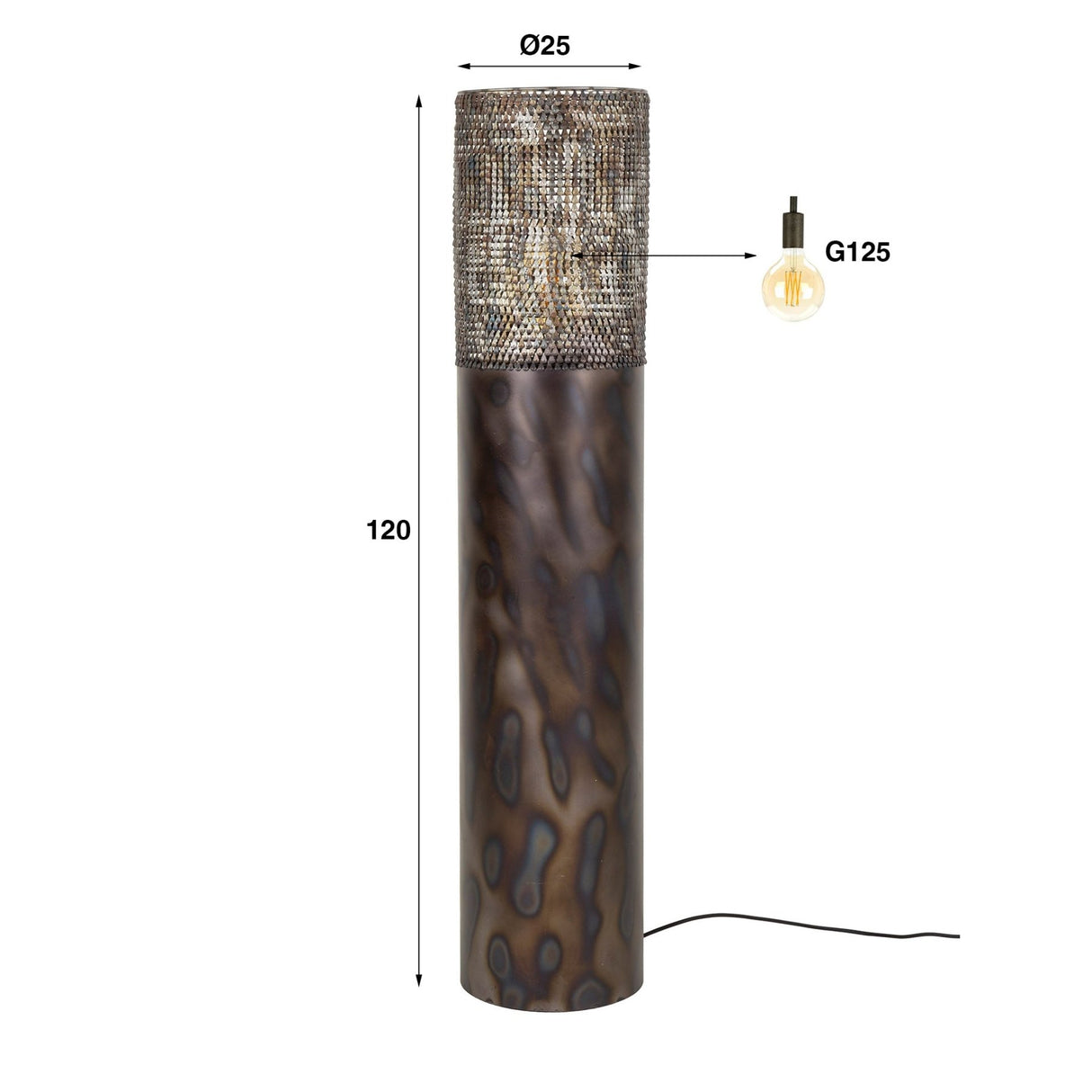 Vloerlamp cilinder Brick 120 cm zwart bruin