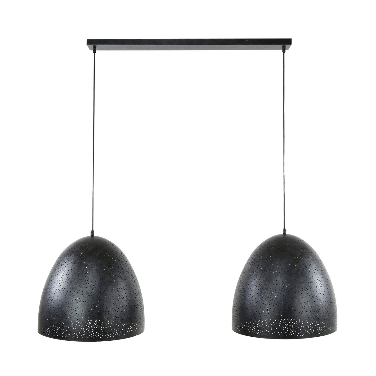 Industriële Hanglamp Kylian 2-lichts Metaal Zwart