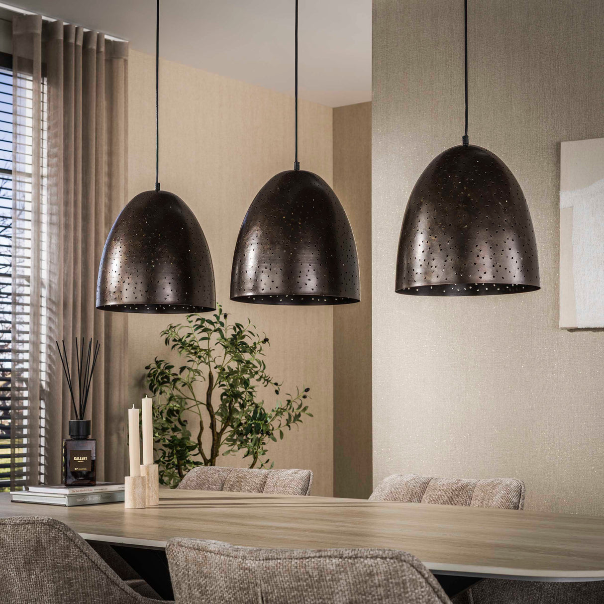 Hanglampen - Industriële Hanglamp Kylian 3 - lichts Metaal Bruin - Dimehouse