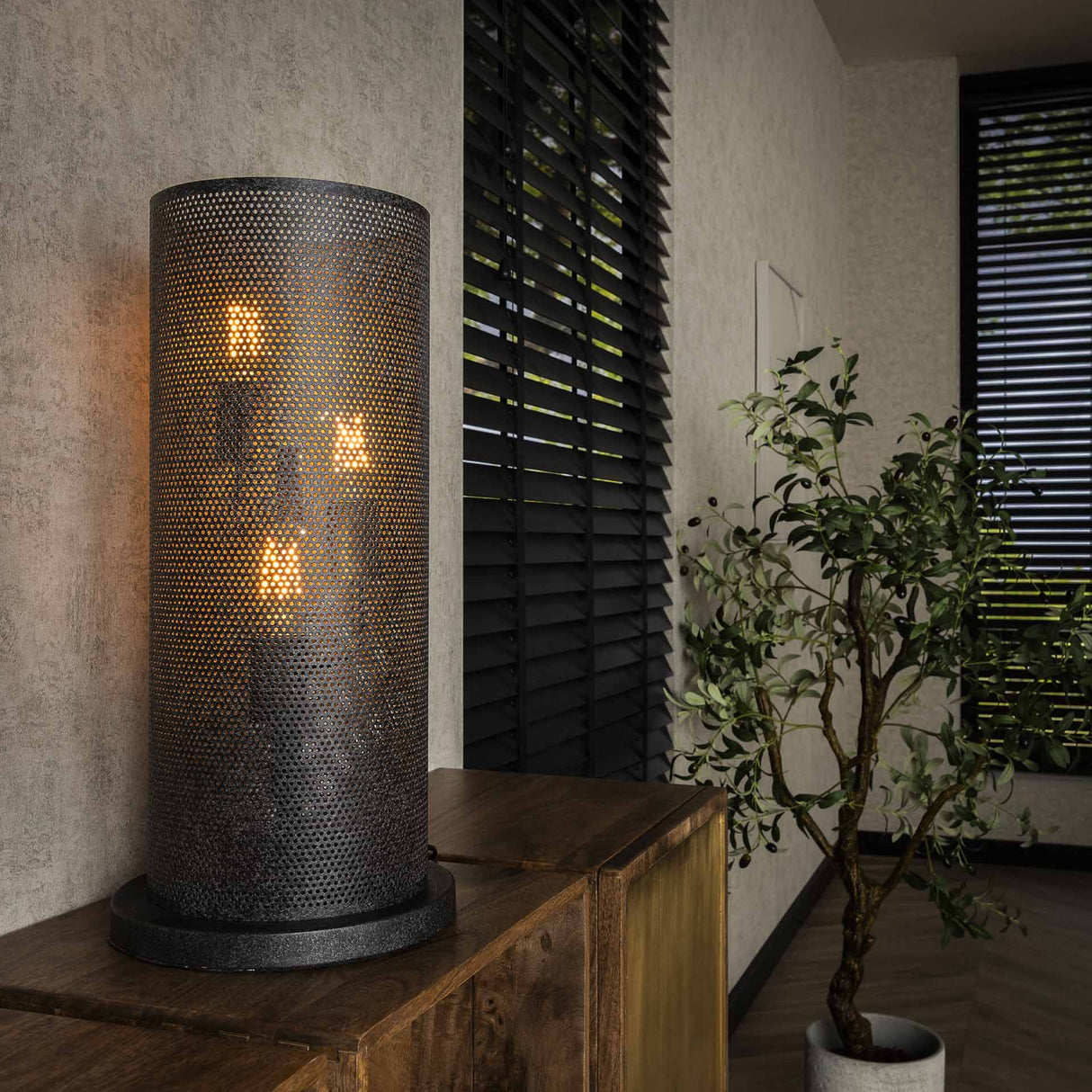 Tafellamp Knox 3-lichts mesh zwart