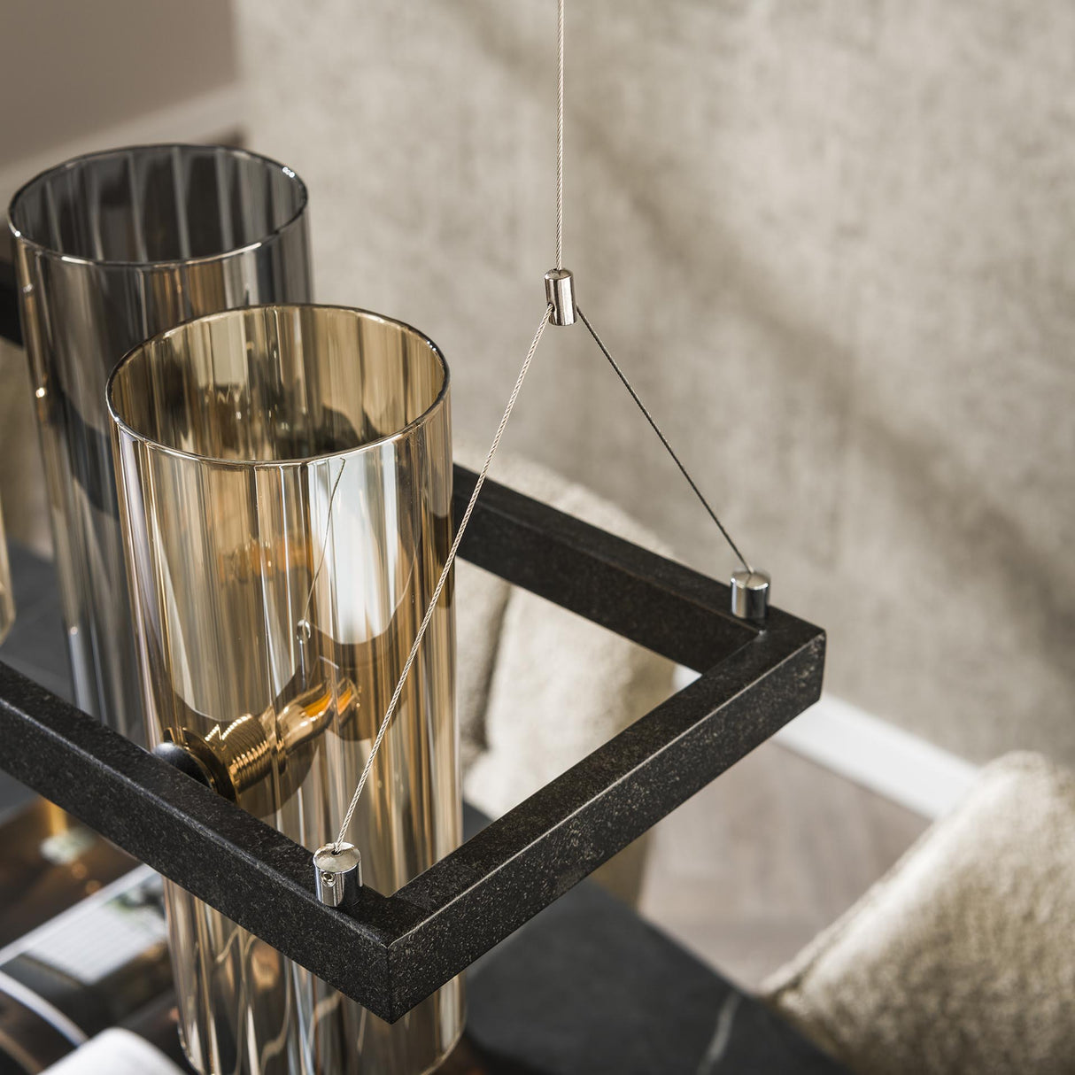 Hanglamp Khai 10-lichts cilinder gemixt glas