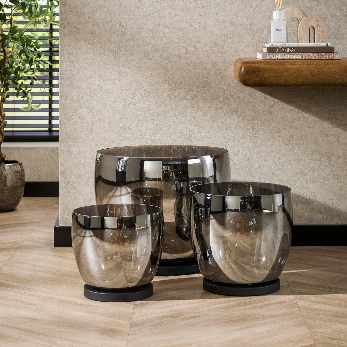 Vloerlamp Dain UP XL Chroomkleurig glas