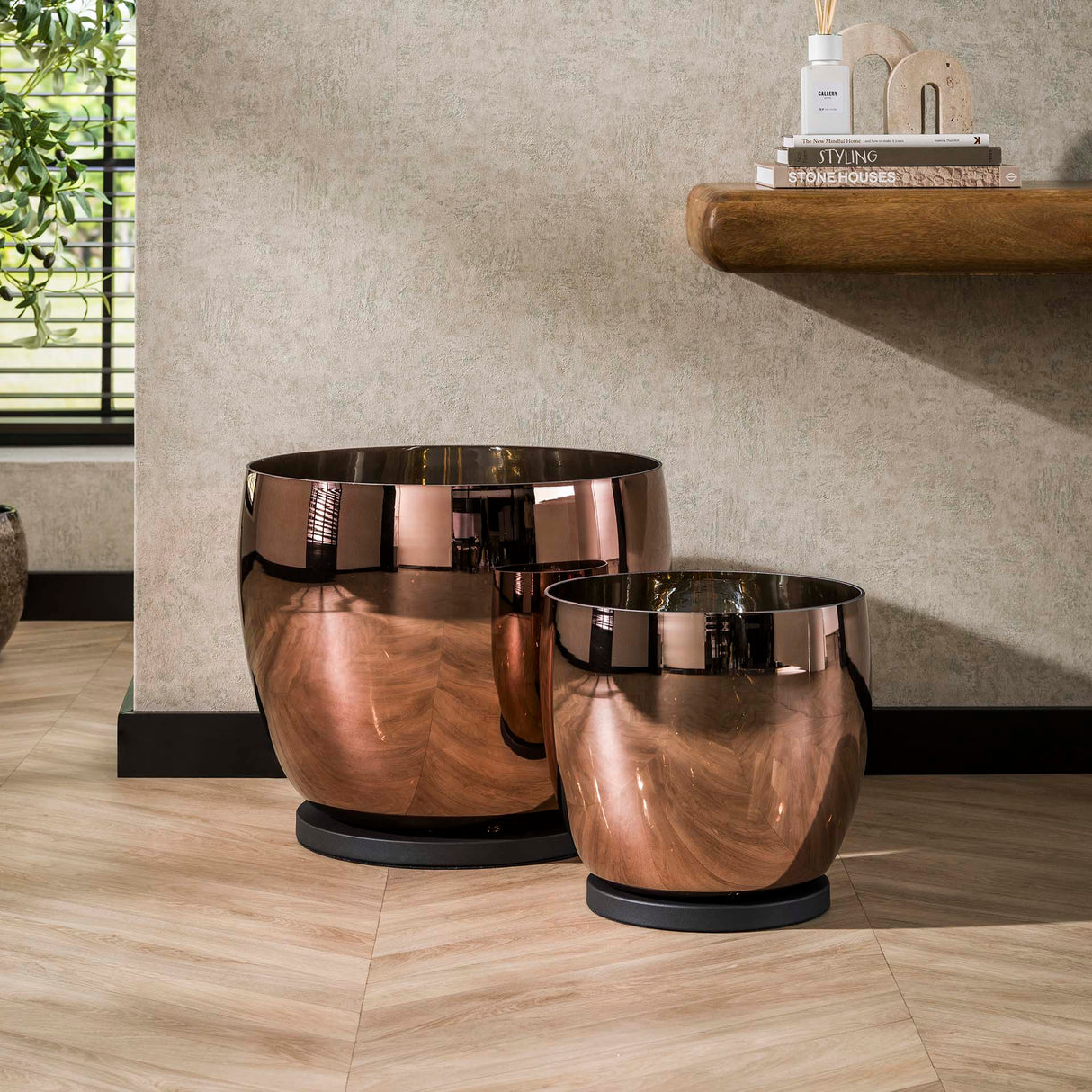 Vloerlamp Dain UP XL Koperkleurig glas