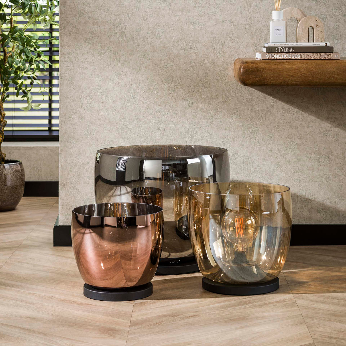 Vloerlamp Dain UP XXL Chroomkleurig glas