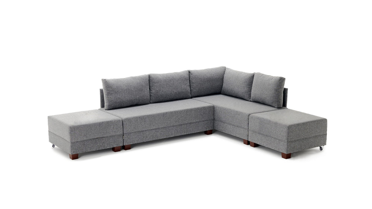 Slaapbank grijs stof - XXL 280 x 210 - Rechts - Fly