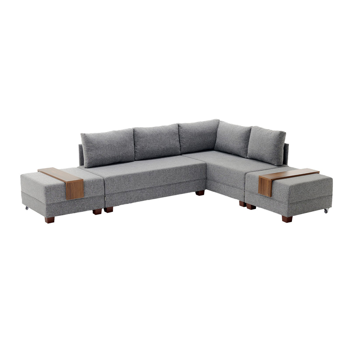 Slaapbank grijs stof - XXL 280 x 210 - Rechts - Fly